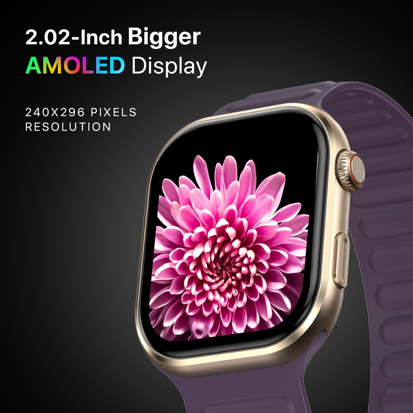 Fire-Boltt Brillia Pro Smart Watch with 51.3mm (2.02 inch) AMOLED Display, Bluetooth Calling, SpO2, Heart Rate Monitoring, 120+ Sports Modes, IP67 Waterproof, Long Battery Life (Black Wave)