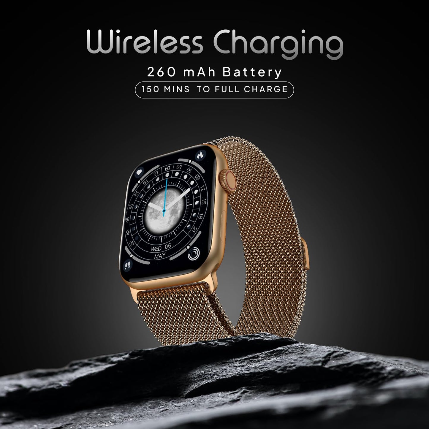 Boltt Newly Launched Vogue Large 2.05" Display Smart Watch, Always On Display, Wireless Charging, App Based GPS with Bluetooth Calling & 500+ Watch Faces (Loop Orange)