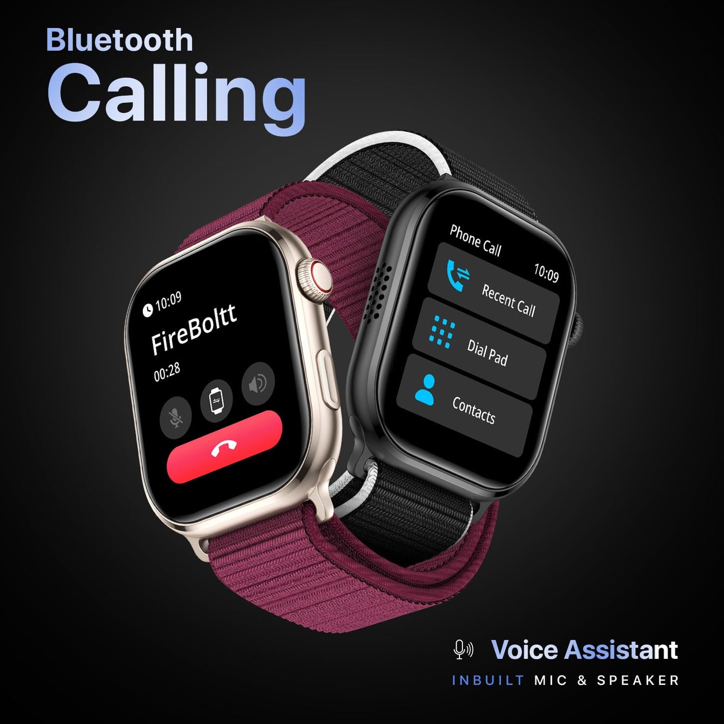 Fire-Boltt Brillia Smart Watch with 51.3mm (2.02 inch) AMOLED Display, Bluetooth Calling, SpO2, Heart Rate Monitoring, 120+ Sports Modes (Brillia, Black)