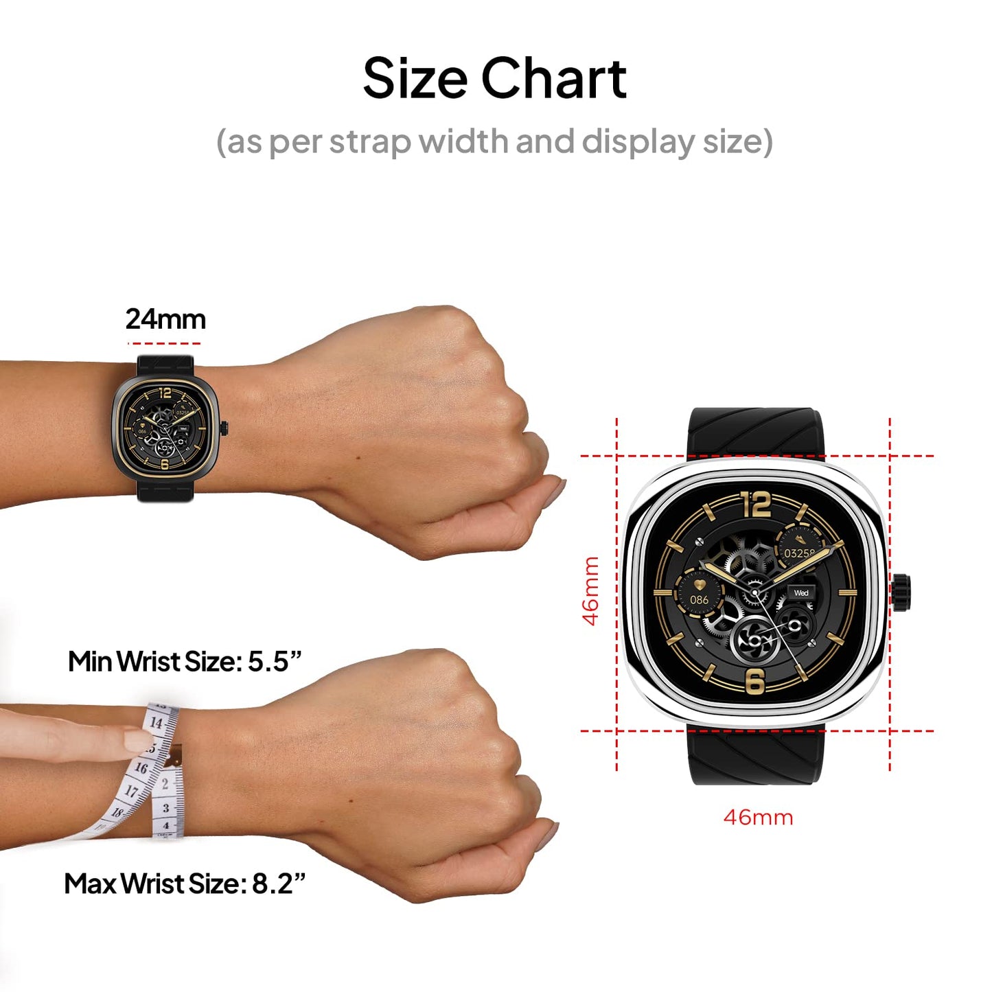 Fire-Boltt Collide 1.32" Display Smartwatch, Bluetooth Calling with Body Shielding Metal Paint, Single BT Connection, BT 2.0 Ultra Low Power Consumption, SpO2 (Silver Black)