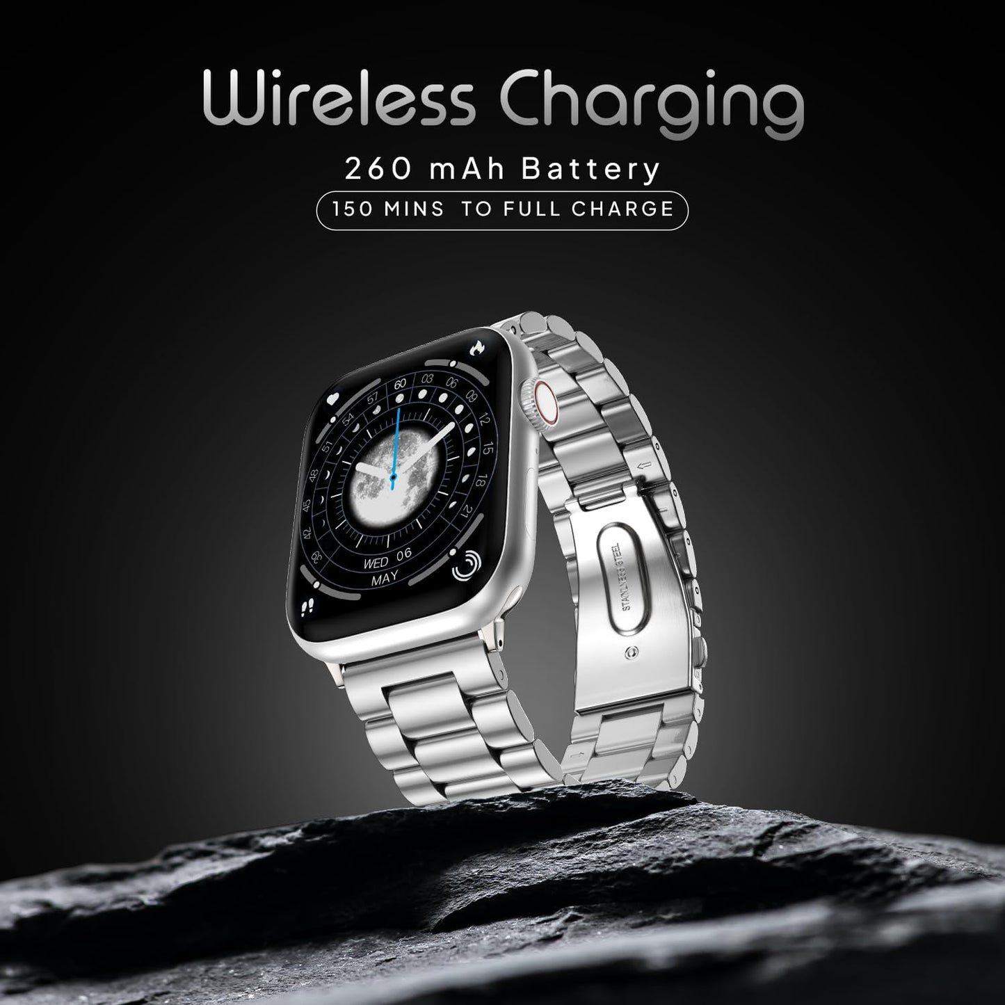 Boltt Newly Launched Vogue Large 2.05" Display Smart Watch, Always On Display, Wireless Charging, App Based GPS with Bluetooth Calling & 500+ Watch Faces (Loop Orange)