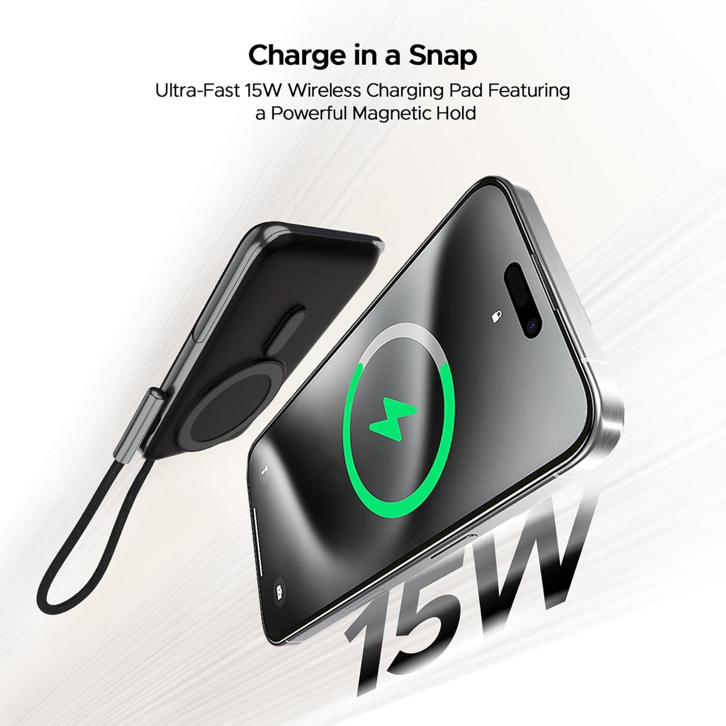 boAt Energyshroom PB330 MagnaCharge 10000 mAh Magnetic Wireless Power Bank w/ 15W Wireless Charging, Metal Stand,Magnacharge Ring for iPhone and Android Phones w/Wireless Charge(Black) - Nalanda Enterprises