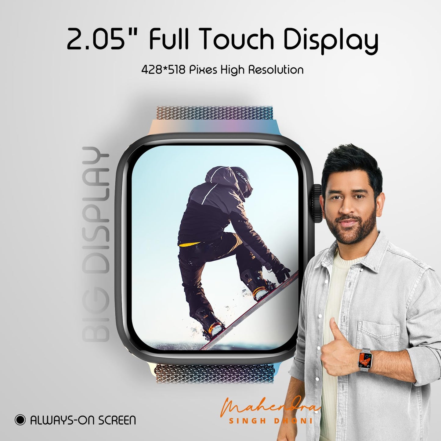 Boltt Newly Launched Vogue Large 2.05" Display Smart Watch, Always On Display, Wireless Charging, App Based GPS with Bluetooth Calling & 500+ Watch Faces (Loop Orange)