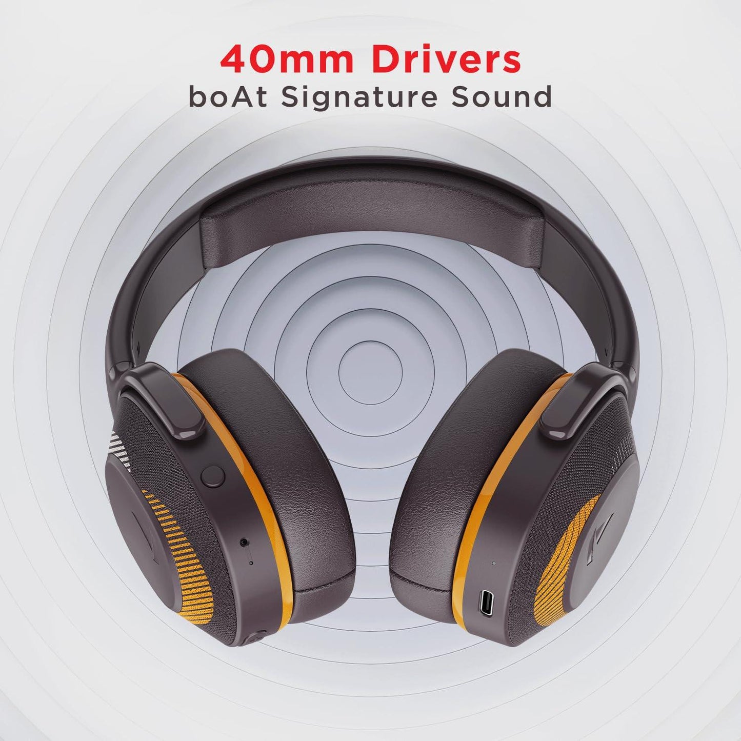 boAt Rockerz 425 Bluetooth Wireless Over Ear Headphones with Mic Signature Sound, Beast Mode for Gaming, Enx Tech, ASAP Charge, 25H Playtime, Bluetooth V5.2 (Active Black) - Nalanda Enterprises