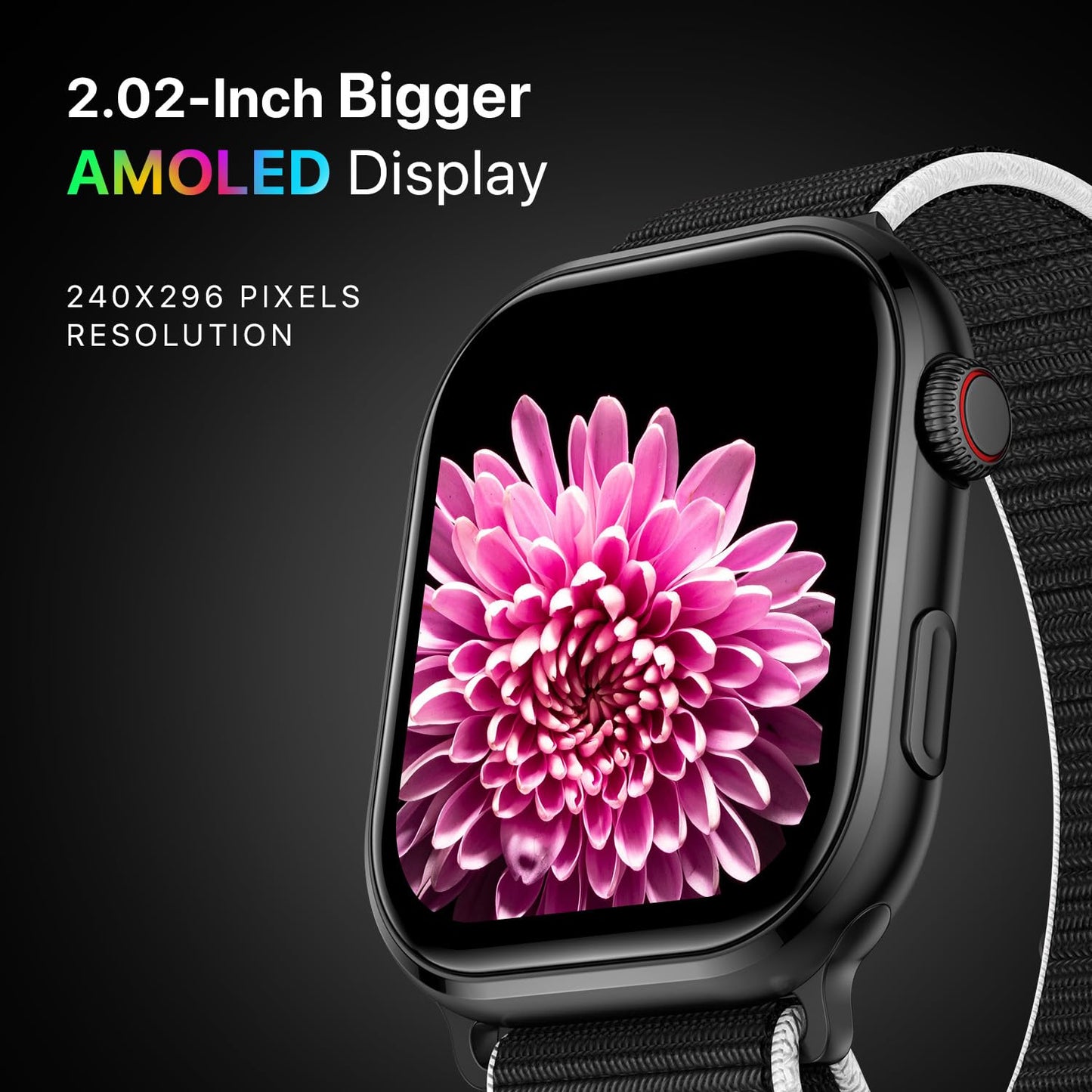 Fire-Boltt Brillia Pro Smart Watch with 51.3mm (2.02 inch) AMOLED Display, Bluetooth Calling, SpO2, Heart Rate Monitoring, 120+ Sports Modes, IP67 Waterproof, Long Battery Life (Black Wave)