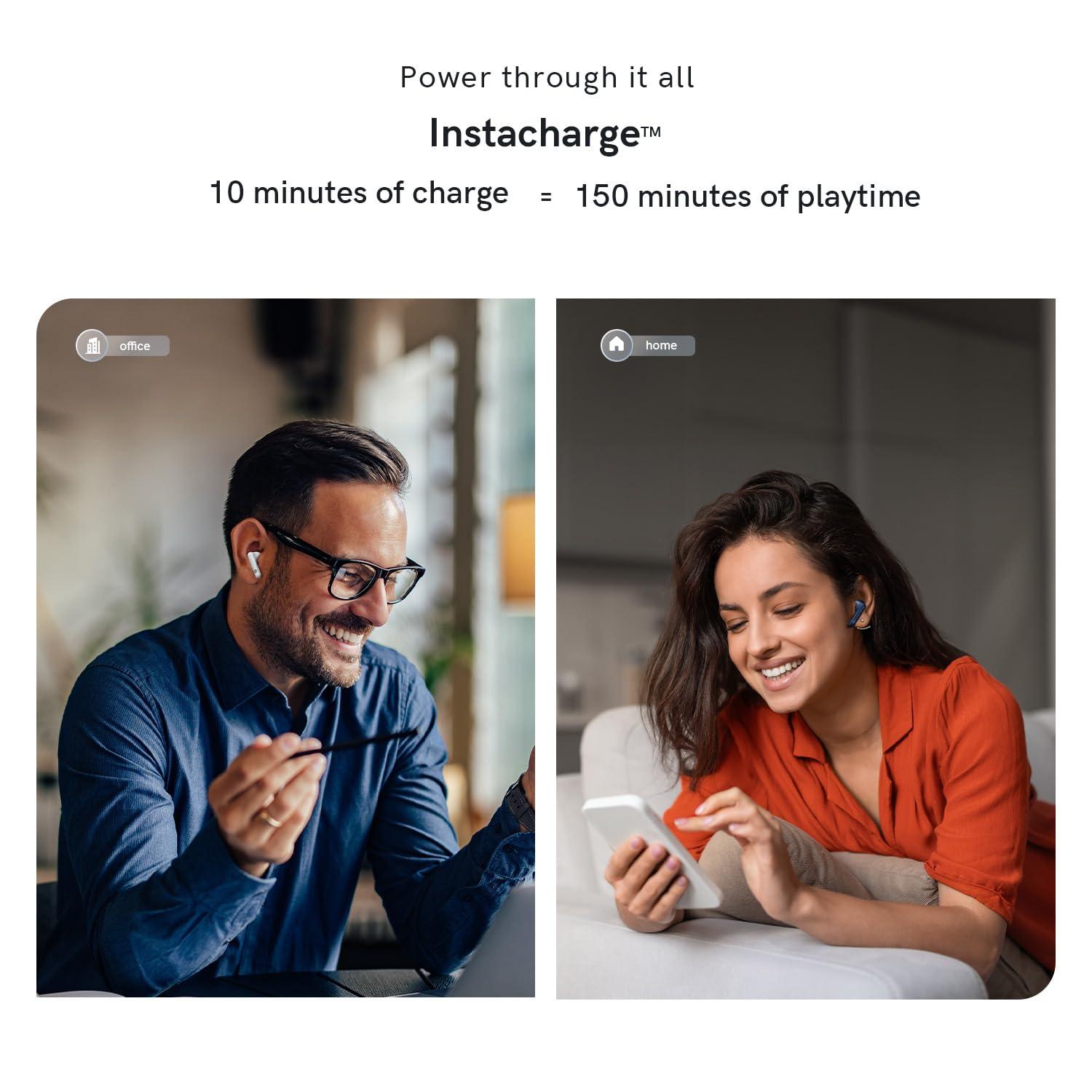 Noise Aura Buds in-Ear Truly Wireless Earbuds with 60H of Playtime, Quad Mic with ENC, Dual Device Pairing, Instacharge(10 min=150 min),12mm Polymer Composite Driver,BT v5.3(Aura White) - Nalanda Enterprises