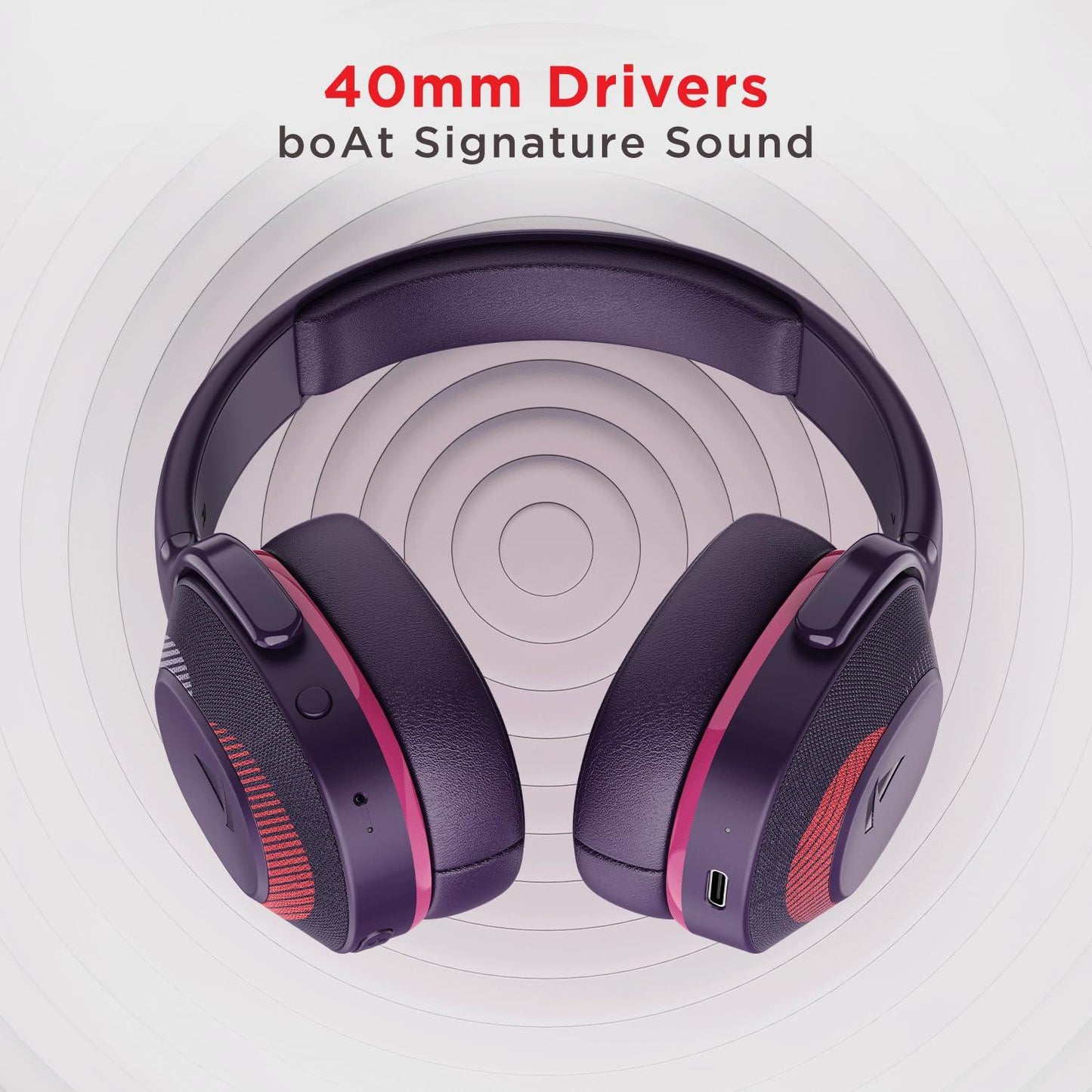 boAt Rockerz 425 Bluetooth Wireless Over Ear Headphones with Mic Signature Sound, Beast Mode for Gaming, Enx Tech, ASAP Charge, 25H Playtime, Bluetooth V5.2 (Active Black) - Nalanda Enterprises