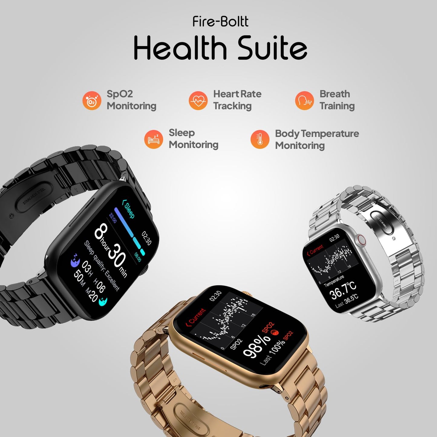 Boltt Newly Launched Vogue Large 2.05" Display Smart Watch, Always On Display, Wireless Charging, App Based GPS with Bluetooth Calling & 500+ Watch Faces (Loop Orange)
