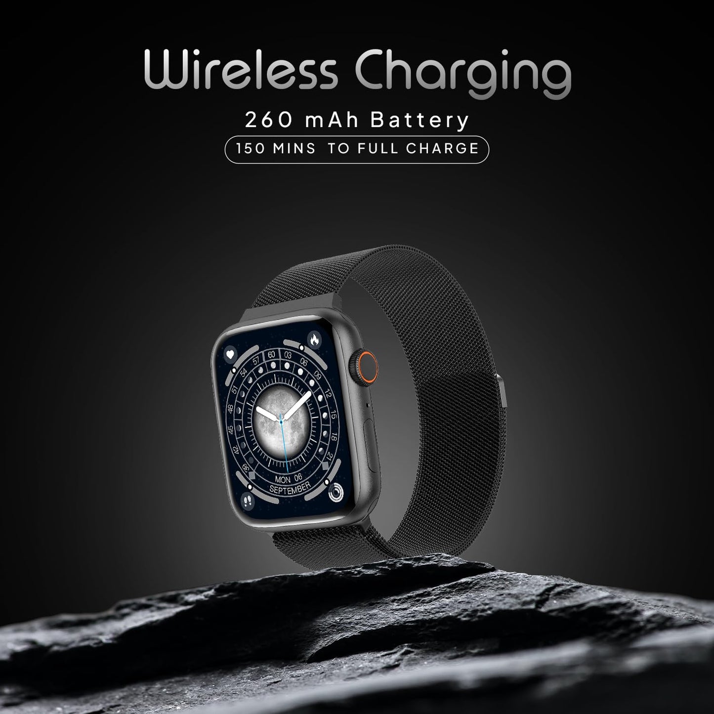 Boltt Newly Launched Vogue Large 2.05" Display Smart Watch, Always On Display, Wireless Charging, App Based GPS with Bluetooth Calling & 500+ Watch Faces (Loop Orange)