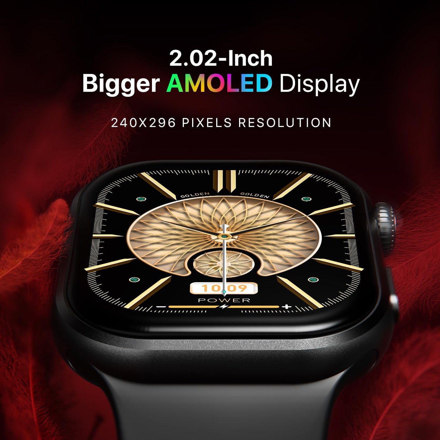 Fire-Boltt Brillia Pro Smart Watch with 51.3mm (2.02 inch) AMOLED Display, Bluetooth Calling, SpO2, Heart Rate Monitoring, 120+ Sports Modes, IP67 Waterproof, Long Battery Life (Black Wave)
