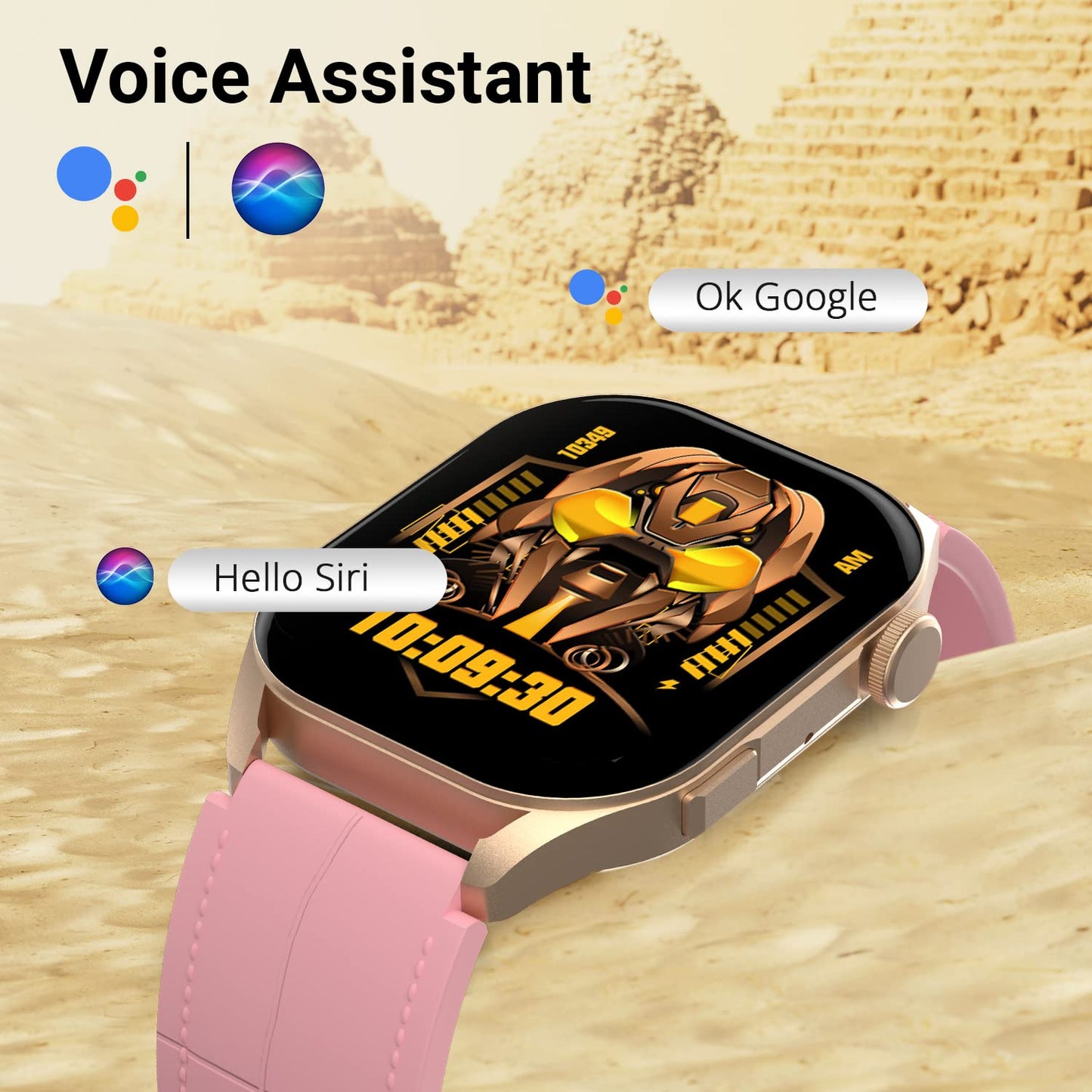 Fire-Boltt Emperor AMOLED 1.96" Display, Bluetooth Calling Smartwatch, AI Voice Assistant, 100+ App Based Sports Modes, Rotating Crown with Always On Display (Pink)