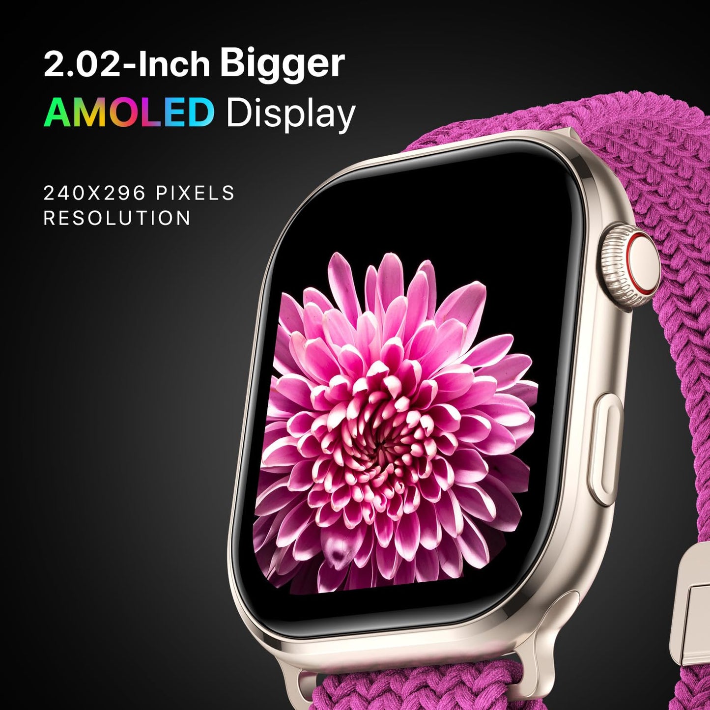 Fire-Boltt Brillia Pro Smart Watch with 51.3mm (2.02 inch) AMOLED Display, Bluetooth Calling, SpO2, Heart Rate Monitoring, 120+ Sports Modes, IP67 Waterproof, Long Battery Life (Black Wave)