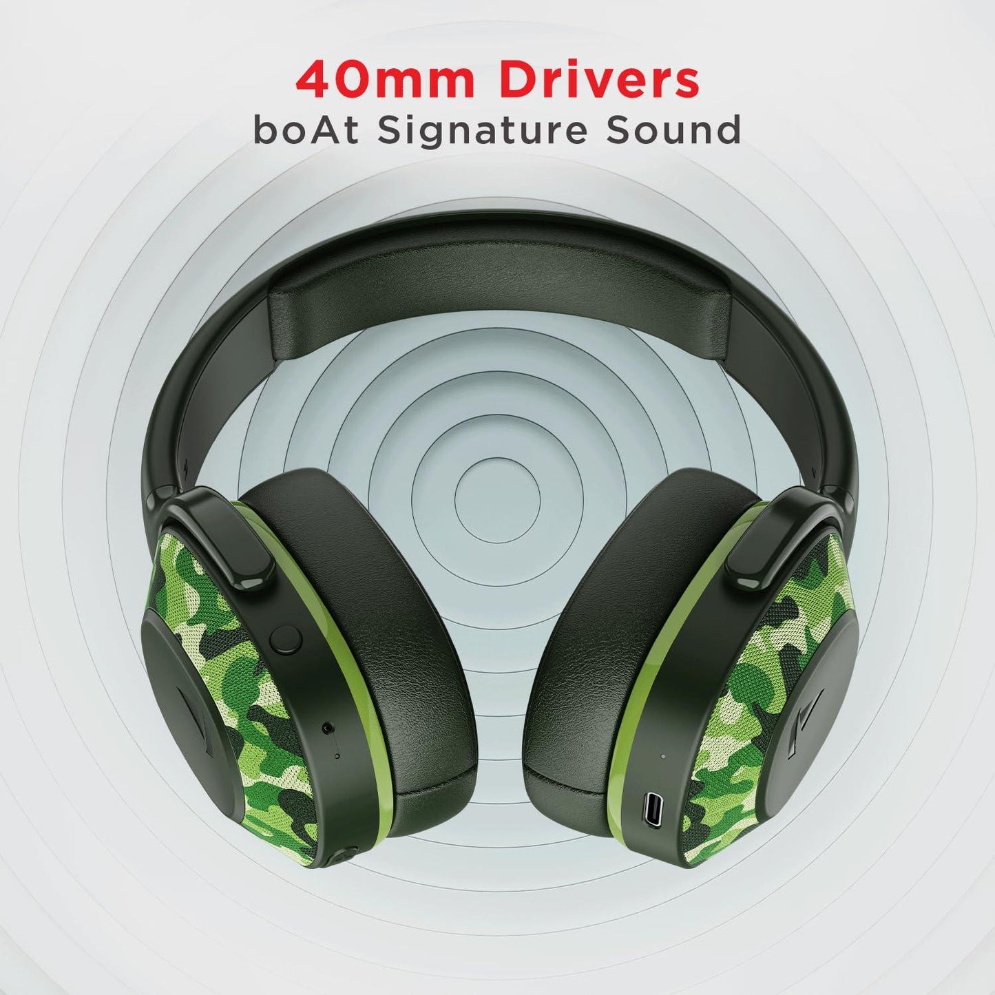 boAt Rockerz 425 Bluetooth Wireless Over Ear Headphones with Mic Signature Sound, Beast Mode for Gaming, Enx Tech, ASAP Charge, 25H Playtime, Bluetooth V5.2 (Active Black) - Nalanda Enterprises