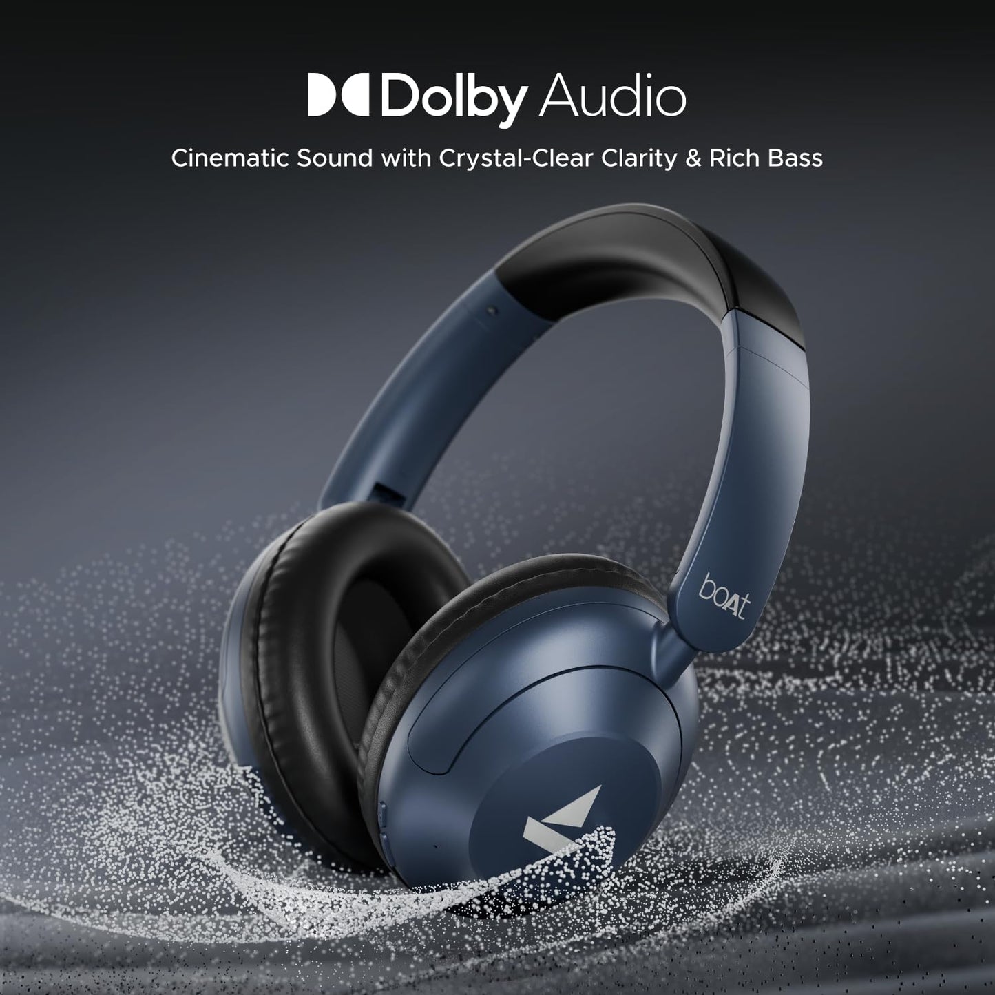 boAt New Launch Rockerz 650 Pro, Touch/Swipe Controls, Dolby Audio, 80Hrs Battery, 2Mics ENx, Fast Charge, App Support, Dual Pair, Bluetooth Over Ear Headphones with Mic (Iris Black)