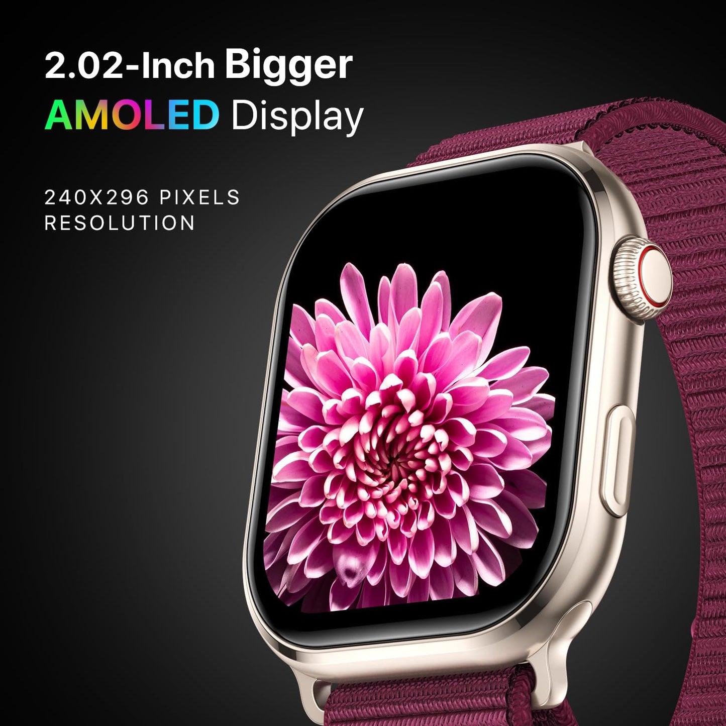 Fire-Boltt Brillia Smart Watch with 51.3mm (2.02 inch) AMOLED Display, Bluetooth Calling, SpO2, Heart Rate Monitoring, 120+ Sports Modes (Brillia, Black)