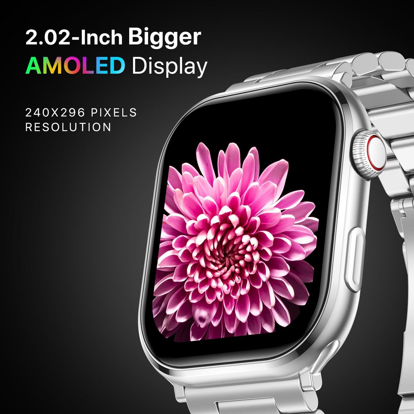 Fire-Boltt Brillia Pro Smart Watch with 51.3mm (2.02 inch) AMOLED Display, Bluetooth Calling, SpO2, Heart Rate Monitoring, 120+ Sports Modes, IP67 Waterproof, Long Battery Life (Black Wave)