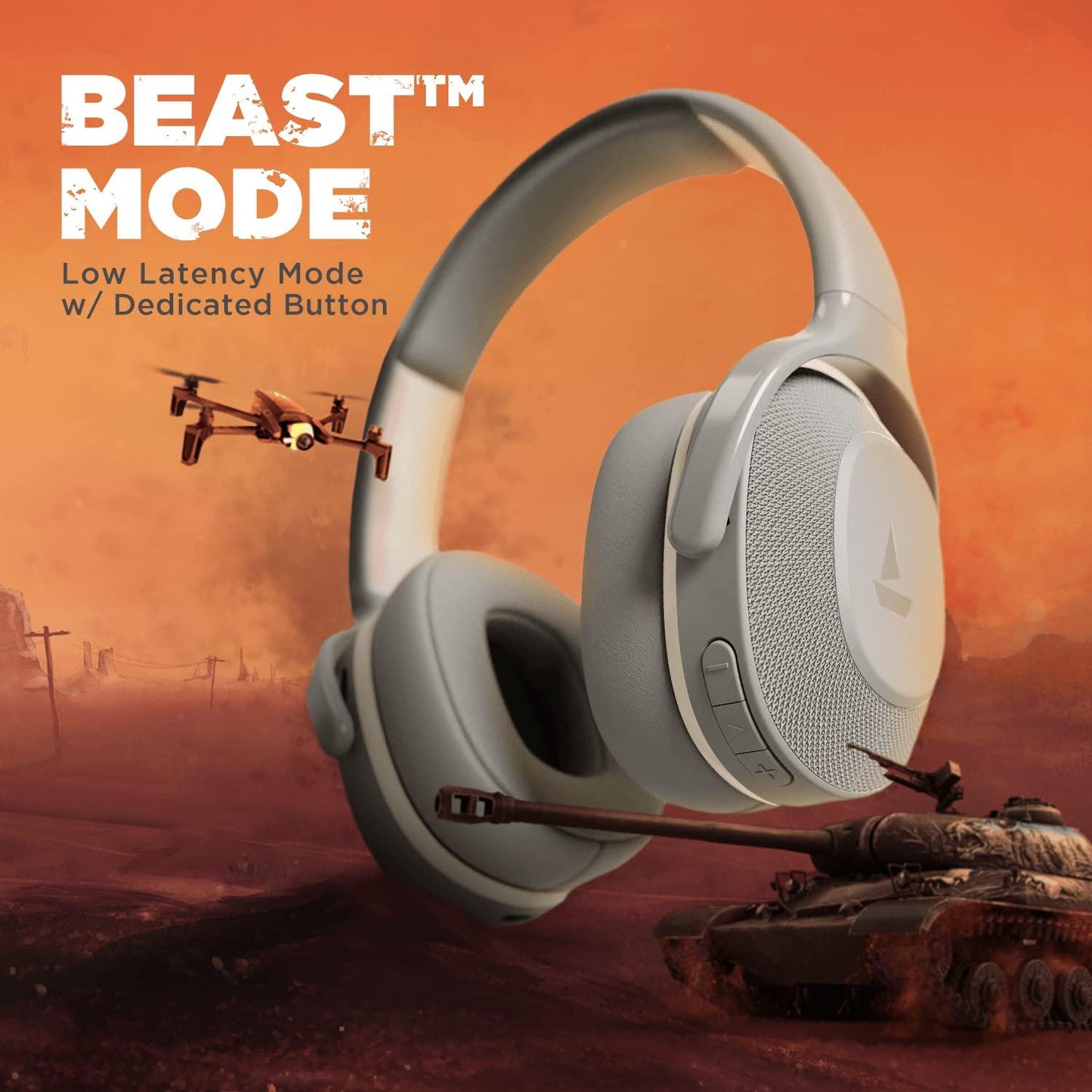 boAt Rockerz 425 Bluetooth Wireless Over Ear Headphones with Mic Signature Sound, Beast Mode for Gaming, Enx Tech, ASAP Charge, 25H Playtime, Bluetooth V5.2 (Active Black) - Nalanda Enterprises
