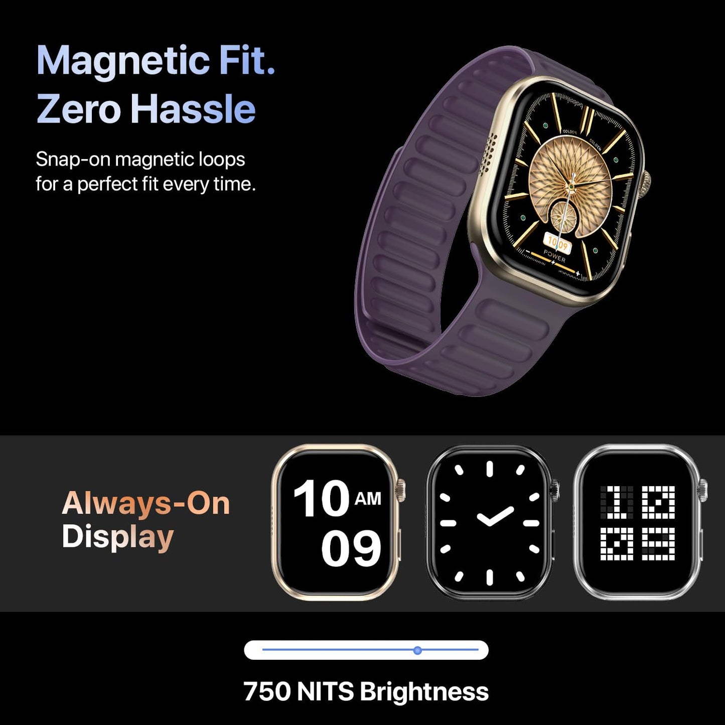 Fire-Boltt Brillia Pro Smart Watch with 51.3mm (2.02 inch) AMOLED Display, Bluetooth Calling, SpO2, Heart Rate Monitoring, 120+ Sports Modes, IP67 Waterproof, Long Battery Life (Black Wave)