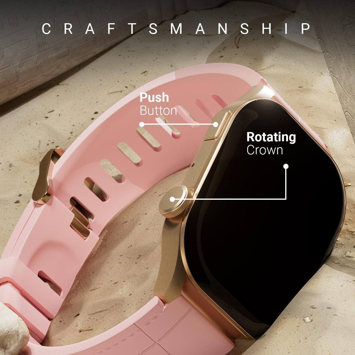 Fire-Boltt Emperor AMOLED 1.96" Display, Bluetooth Calling Smartwatch, AI Voice Assistant, 100+ App Based Sports Modes, Rotating Crown with Always On Display (Pink)