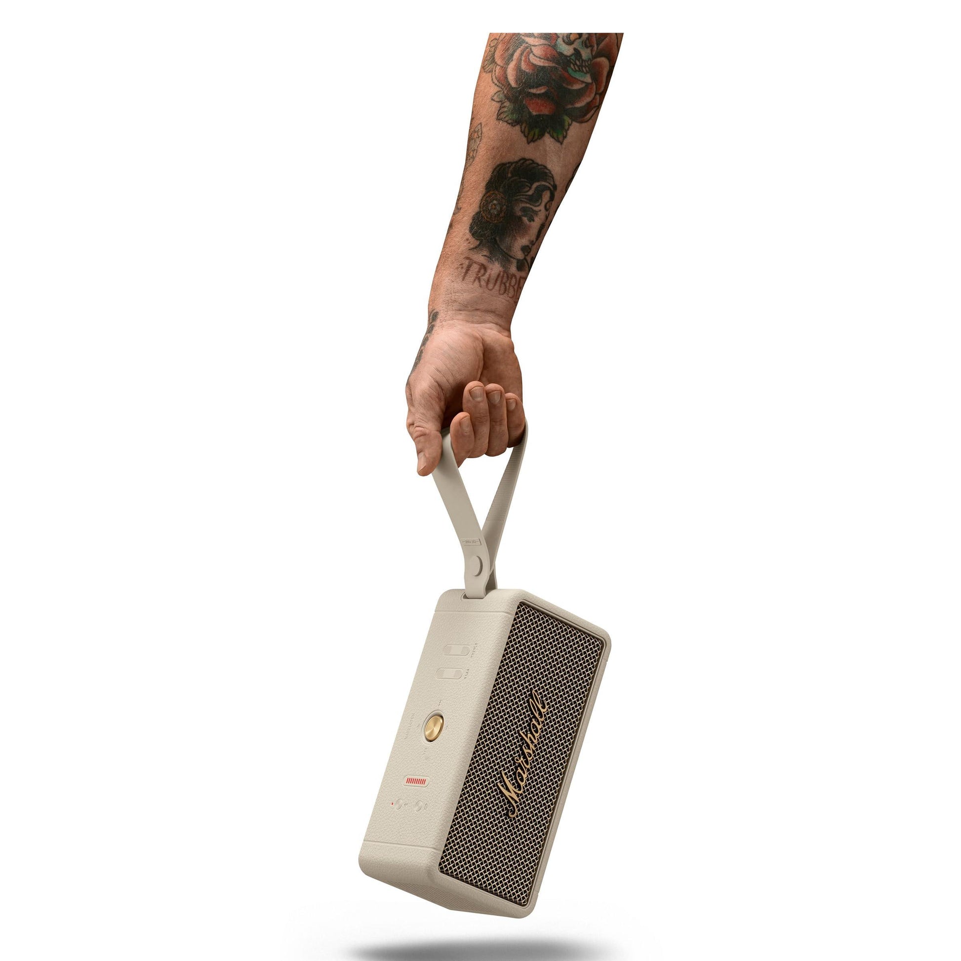 Marshall Middleton Portable Bluetooth Speaker with 20+ Hours of Portable Playtime, 360° Sound, Dust & Waterproof (IP67) - Cream - Nalanda Enterprises