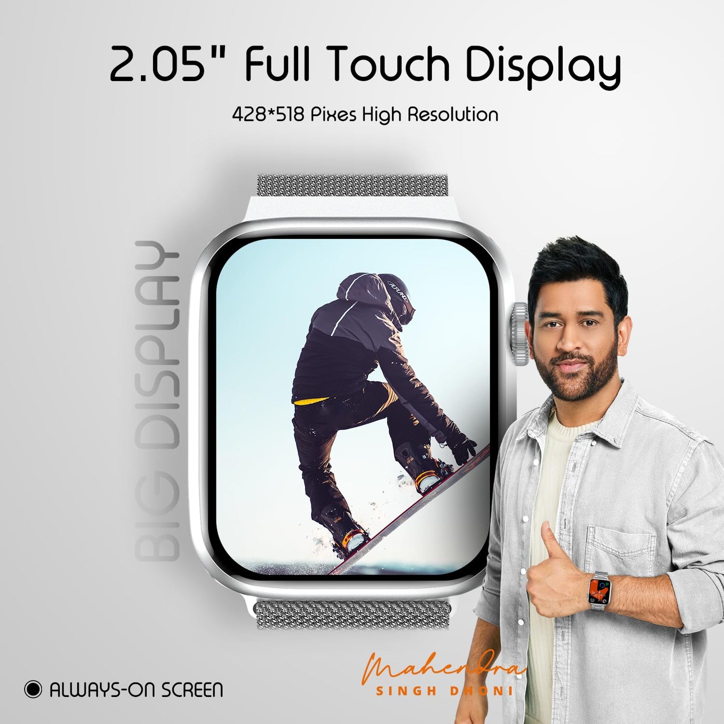 Boltt Newly Launched Vogue Large 2.05" Display Smart Watch, Always On Display, Wireless Charging, App Based GPS with Bluetooth Calling & 500+ Watch Faces (Loop Orange)