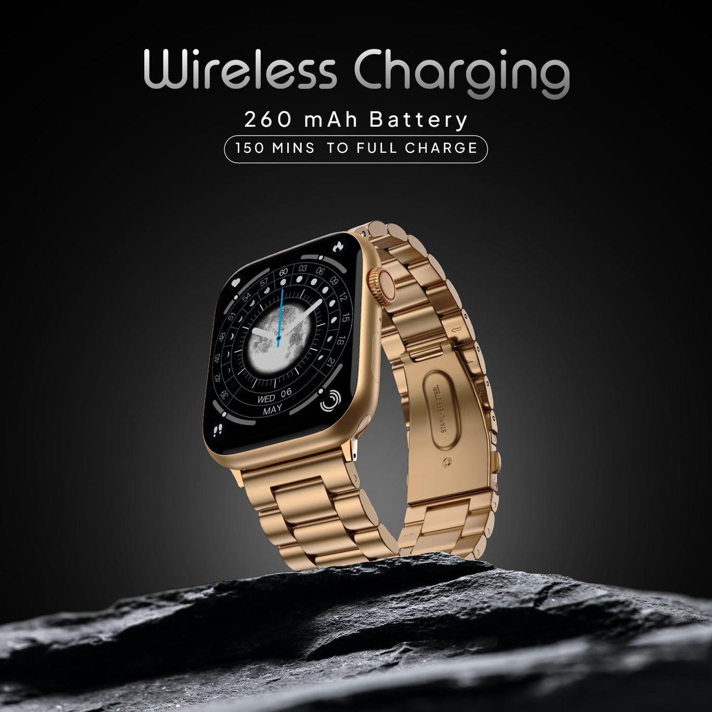Boltt Newly Launched Vogue Large 2.05" Display Smart Watch, Always On Display, Wireless Charging, App Based GPS with Bluetooth Calling & 500+ Watch Faces (Loop Orange)