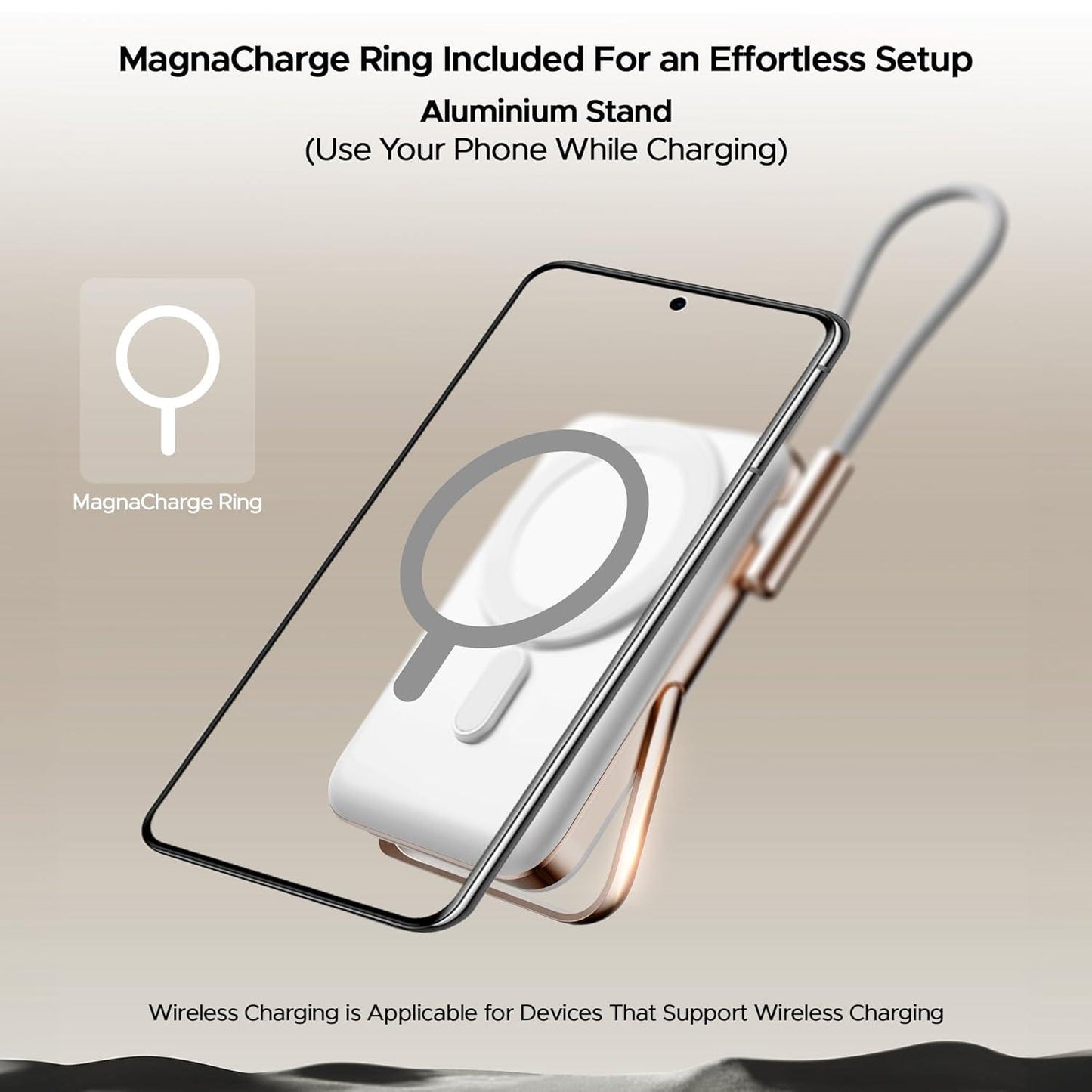 boAt Energyshroom PB330 MagnaCharge 10000 mAh Magnetic Wireless Power Bank w/ 15W Wireless Charging, Metal Stand,Magnacharge Ring for iPhone and Android Phones w/Wireless Charge(Black) - Nalanda Enterprises