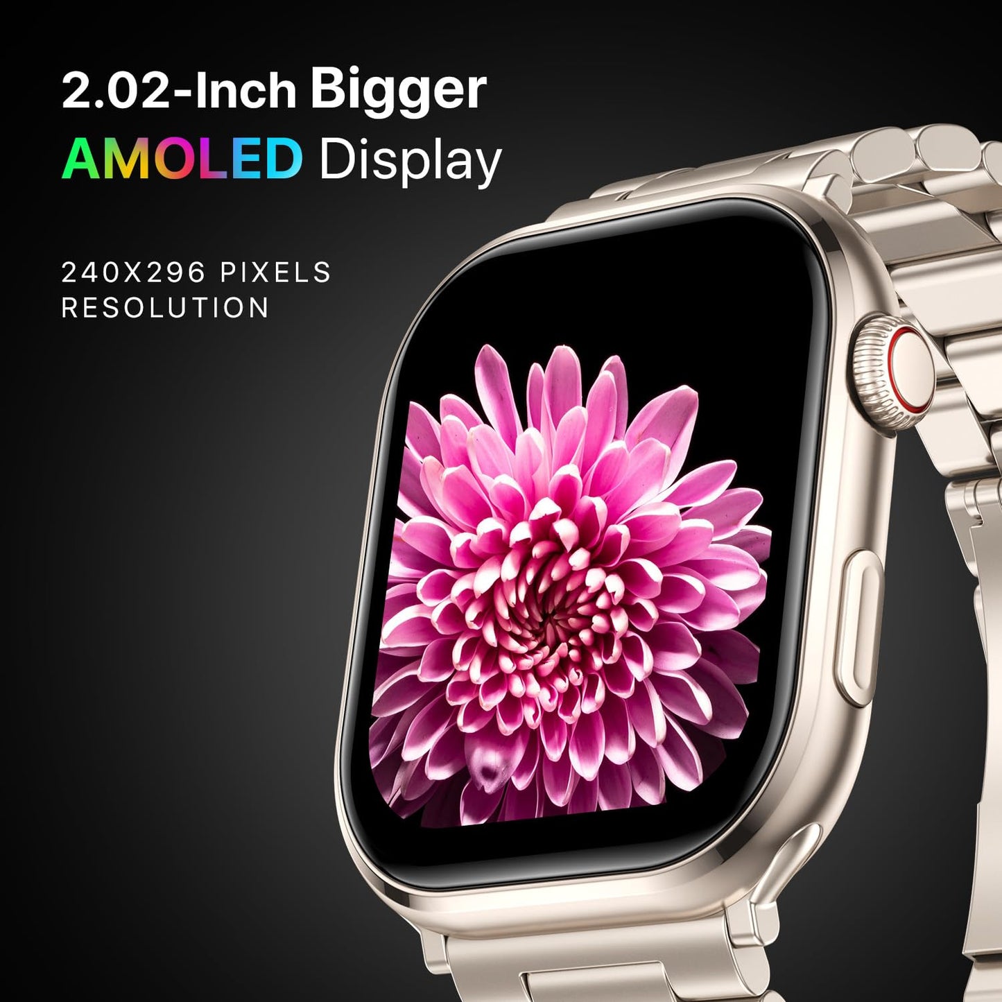 Fire-Boltt Brillia Smart Watch with 51.3mm (2.02 inch) AMOLED Display, Bluetooth Calling, SpO2, Heart Rate Monitoring, 120+ Sports Modes (Brillia, Black)