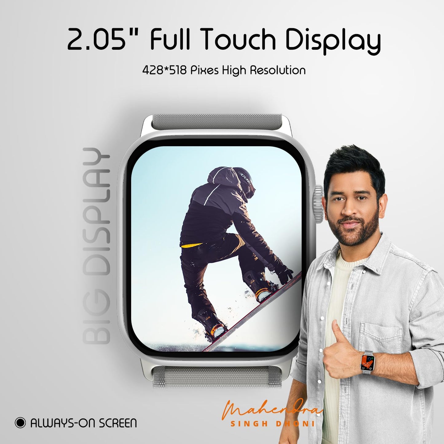 Boltt Newly Launched Vogue Large 2.05" Display Smart Watch, Always On Display, Wireless Charging, App Based GPS with Bluetooth Calling & 500+ Watch Faces (Loop Orange)