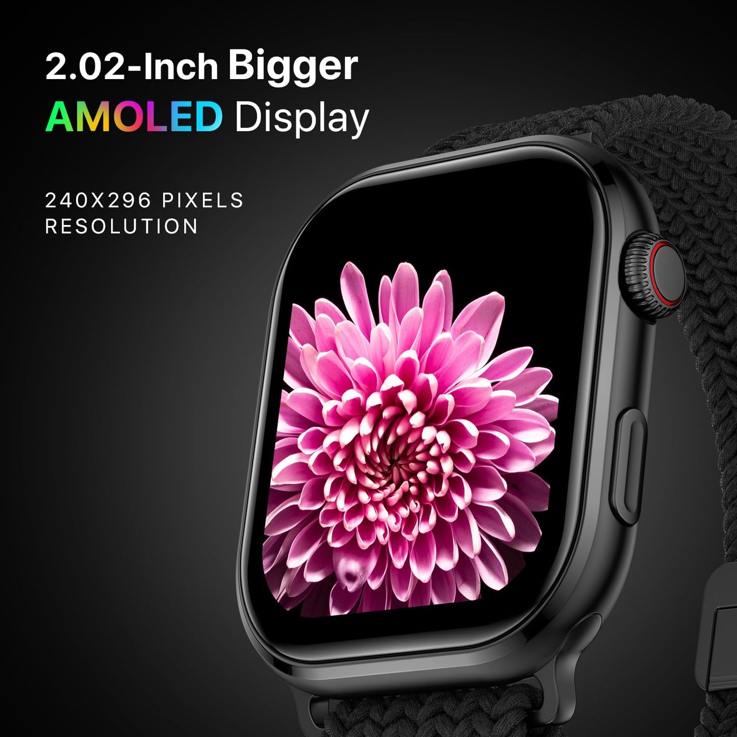 Fire-Boltt Brillia Smart Watch with 51.3mm (2.02 inch) AMOLED Display, Bluetooth Calling, SpO2, Heart Rate Monitoring, 120+ Sports Modes (Brillia, Black)