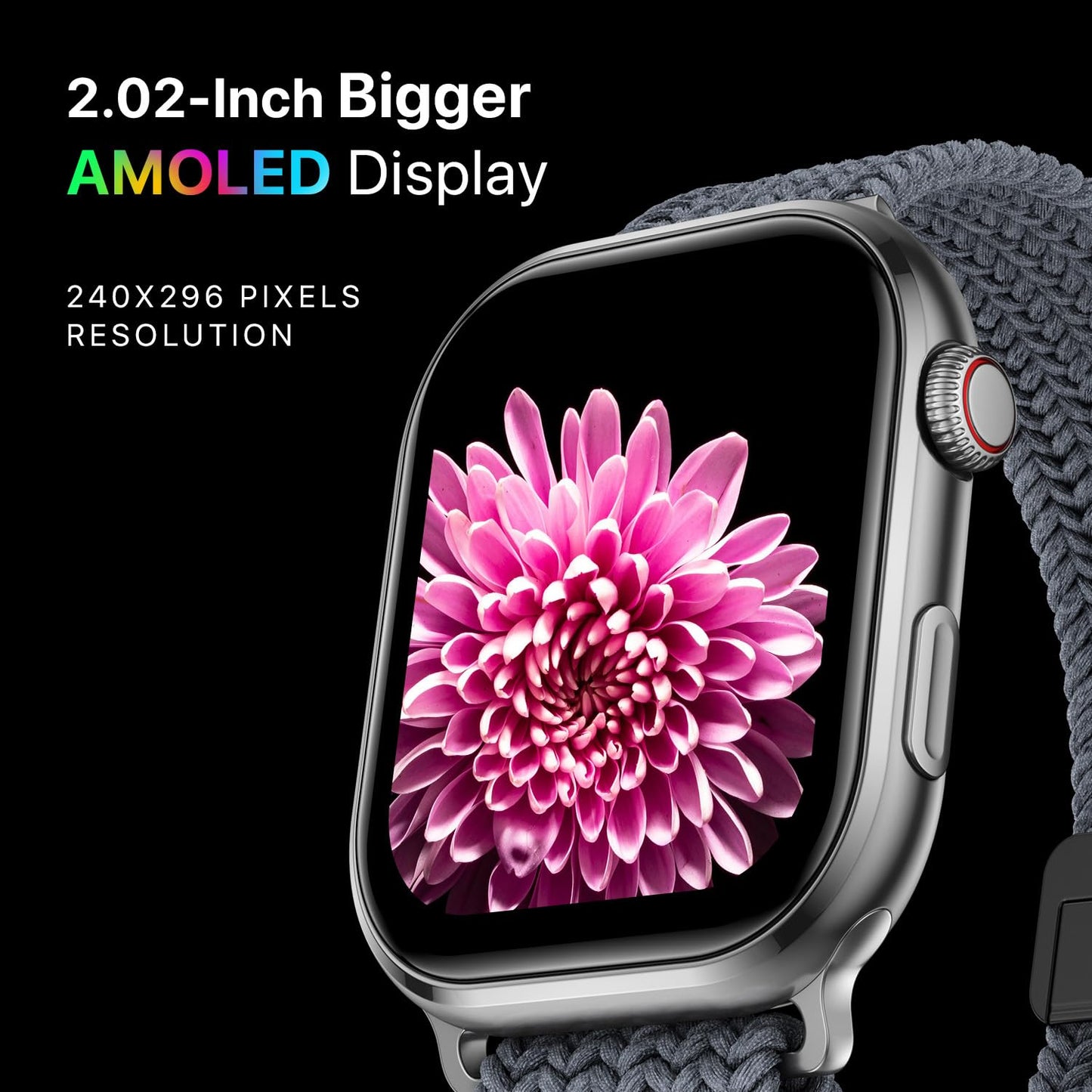Fire-Boltt Brillia Smart Watch with 51.3mm (2.02 inch) AMOLED Display, Bluetooth Calling, SpO2, Heart Rate Monitoring, 120+ Sports Modes (Brillia, Black)