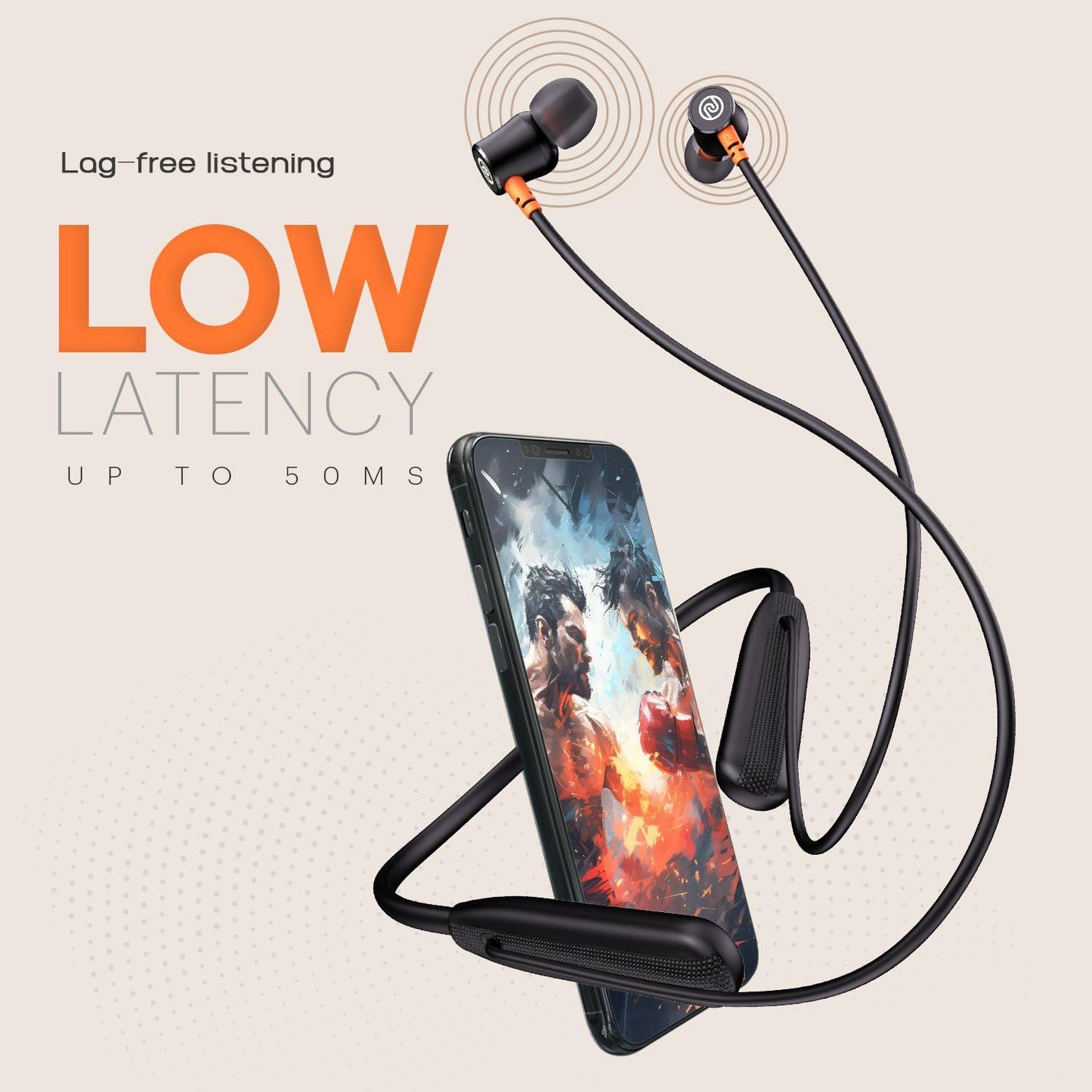 Noise Airwave Bluetooth in Ear Neckband with 50H of Playtime, 3 EQ Modes, ENC for Calling, Low Latency(Upto 50ms), 10mm Driver, BT v5.3(Jet Black) - Nalanda Enterprises