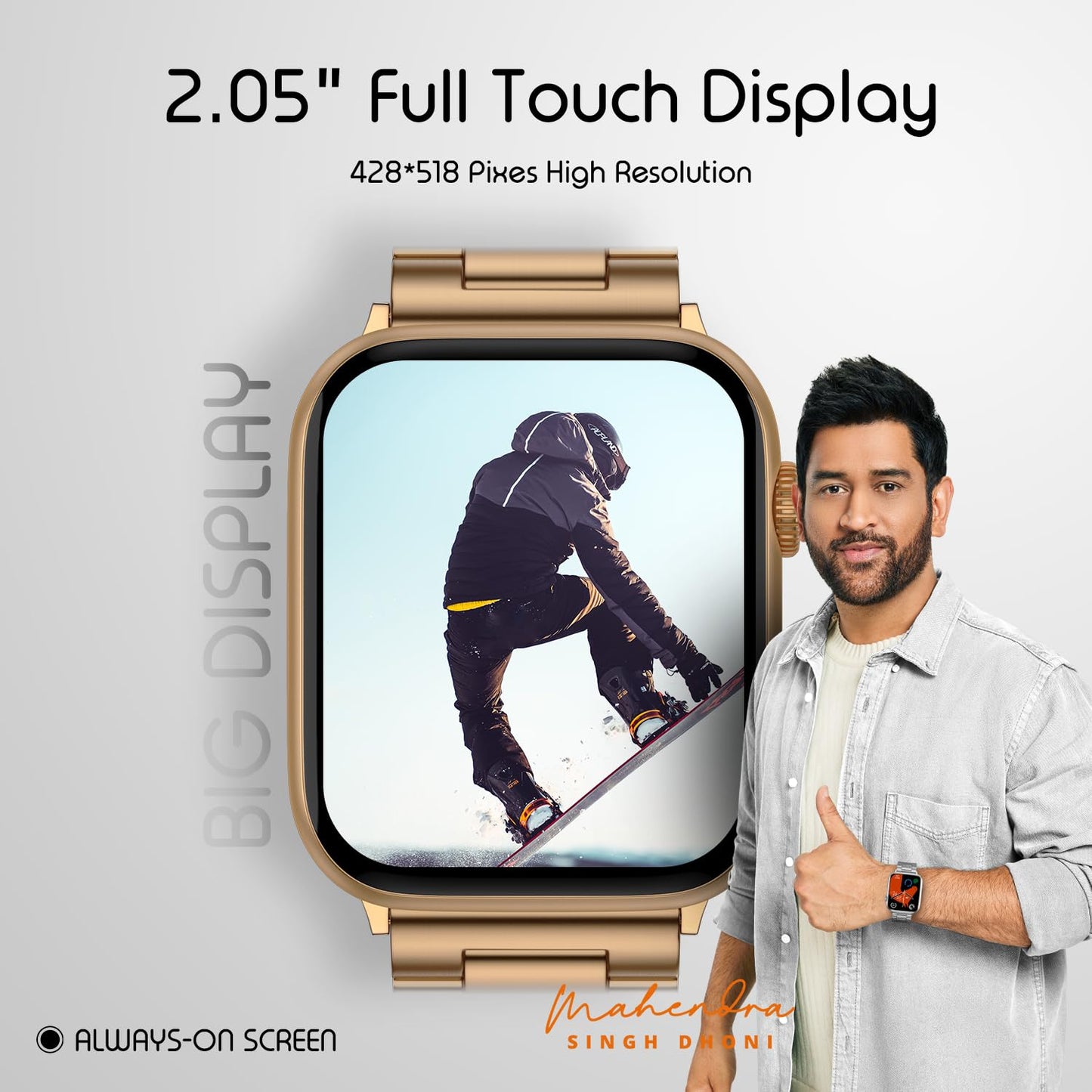 Boltt Newly Launched Vogue Large 2.05" Display Smart Watch, Always On Display, Wireless Charging, App Based GPS with Bluetooth Calling & 500+ Watch Faces (Loop Orange)