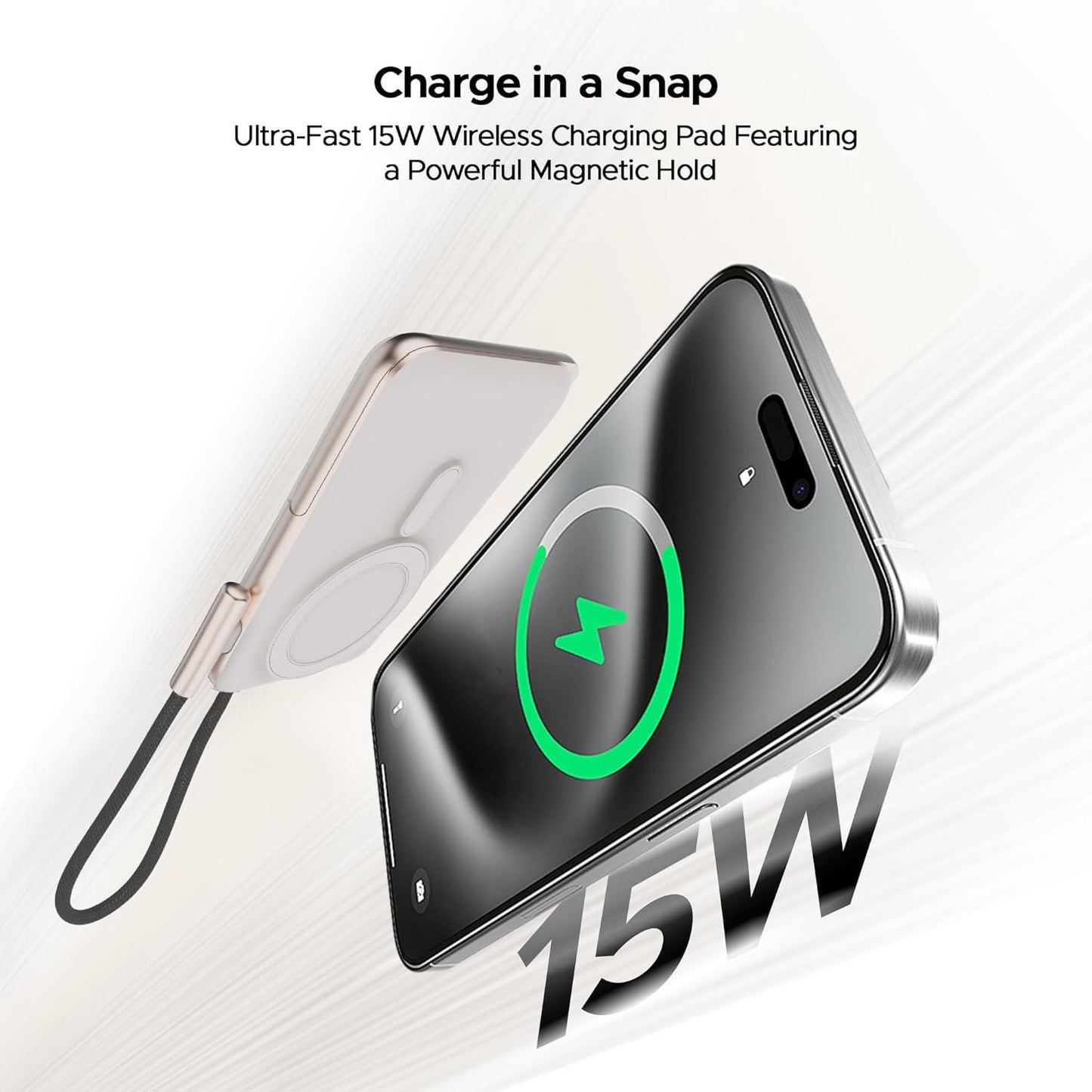 boAt Energyshroom PB330 MagnaCharge 10000 mAh Magnetic Wireless Power Bank w/ 15W Wireless Charging, Metal Stand,Magnacharge Ring for iPhone and Android Phones w/Wireless Charge(Black) - Nalanda Enterprises