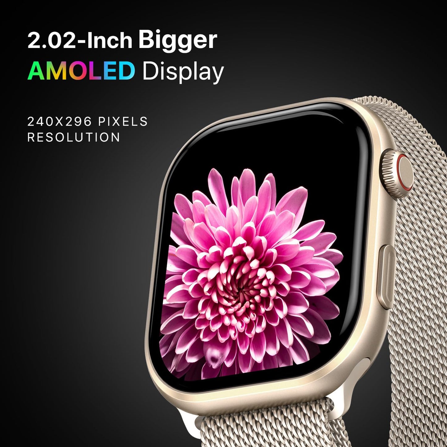 Fire-Boltt Brillia Pro Smart Watch with 51.3mm (2.02 inch) AMOLED Display, Bluetooth Calling, SpO2, Heart Rate Monitoring, 120+ Sports Modes, IP67 Waterproof, Long Battery Life (Black Wave)