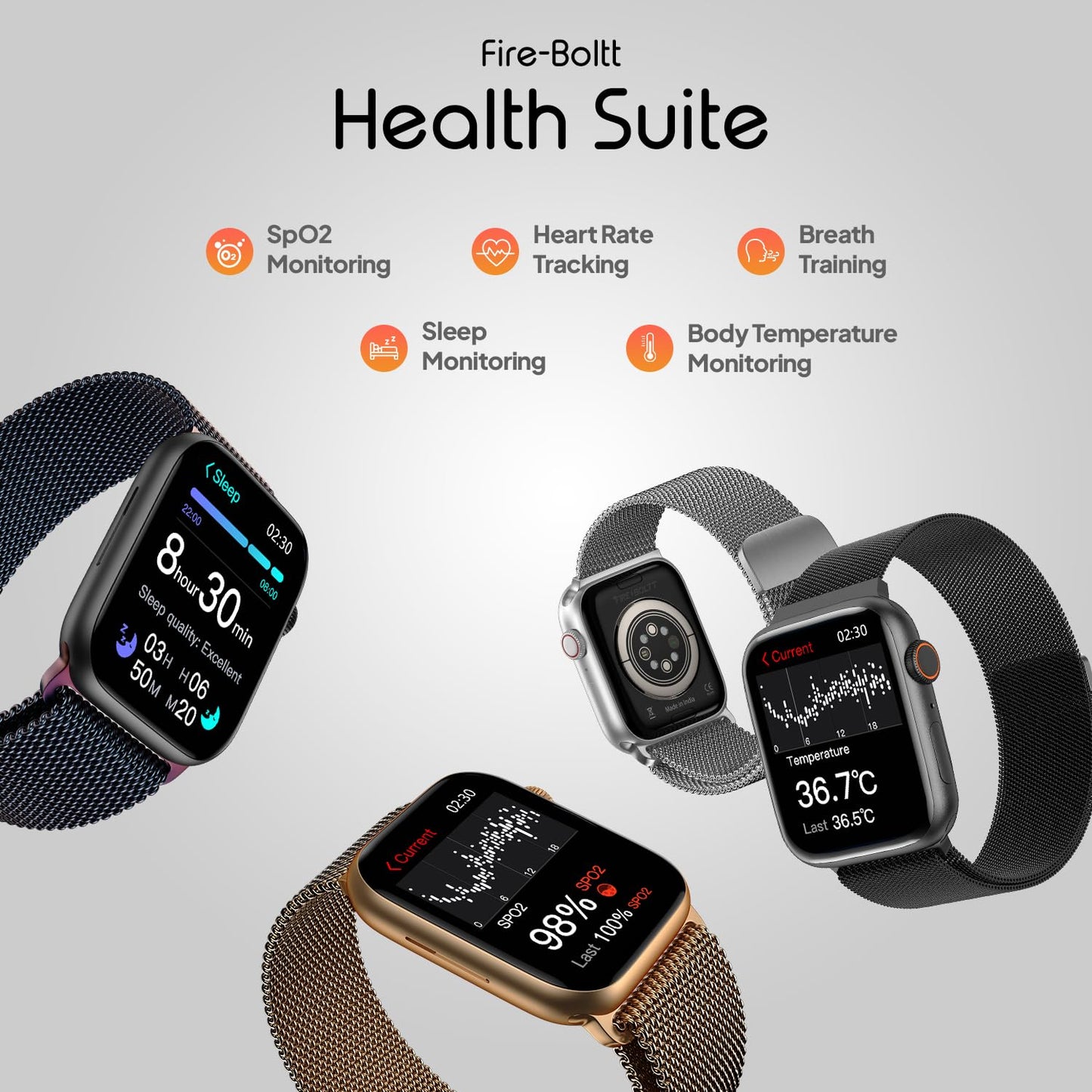 Boltt Newly Launched Vogue Large 2.05" Display Smart Watch, Always On Display, Wireless Charging, App Based GPS with Bluetooth Calling & 500+ Watch Faces (Loop Orange)