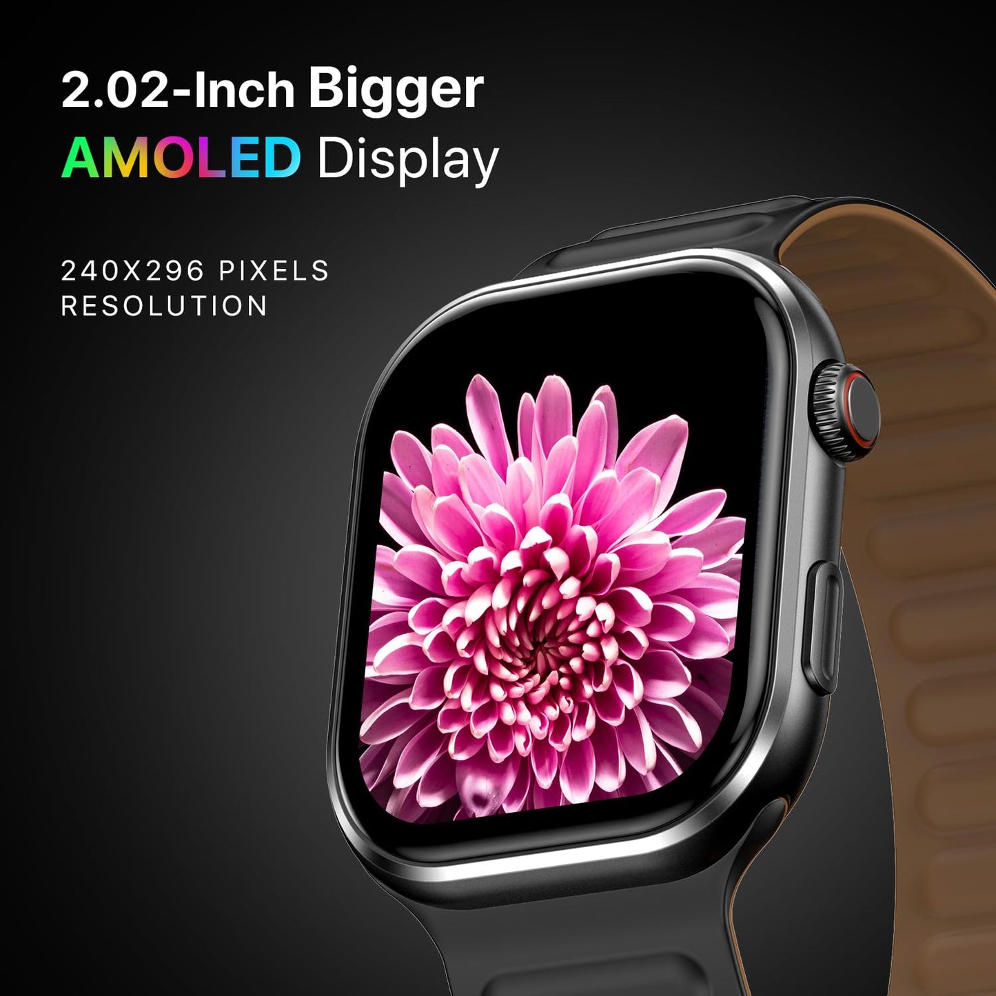 Fire-Boltt Brillia Pro Smart Watch with 51.3mm (2.02 inch) AMOLED Display, Bluetooth Calling, SpO2, Heart Rate Monitoring, 120+ Sports Modes, IP67 Waterproof, Long Battery Life (Black Wave)