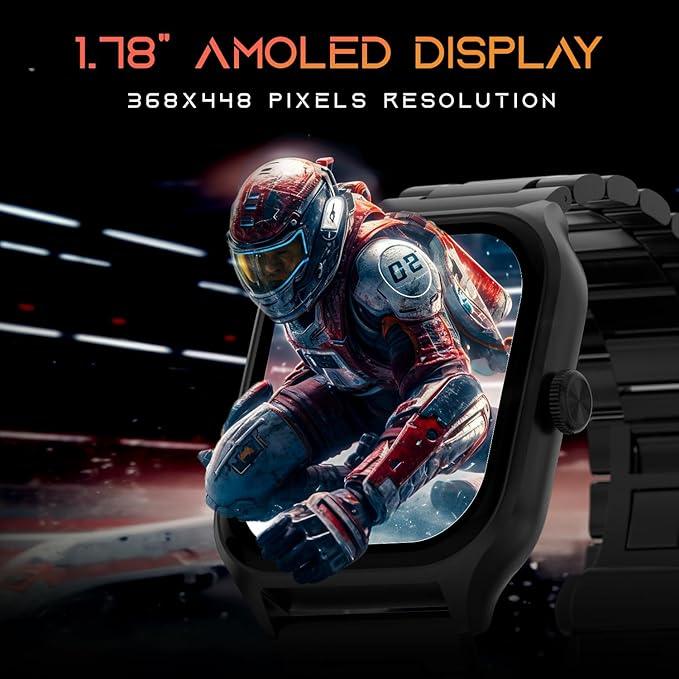 Fire-Boltt Solaris 1.78” AMOLED Always-on Display with 368 * 448 px Resolution, 123 Sports Mode, IP68 Water-Resistant, Long-Lasting Battery Life and Comprehensive Health Tracking - Nalanda Enterprises