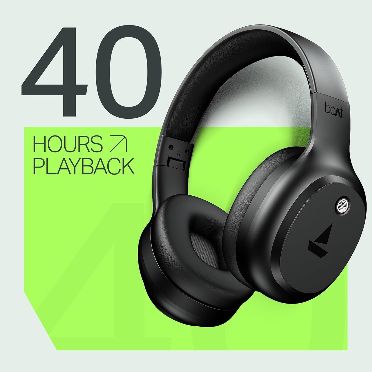 boAt Rockerz 421 (2025 Launch), 40Hrs Battery, Low Latency(40ms), 40mm Drivers, ENx Technology, Integrated Controls, v5.4 Bluetooth Headphones, Wireless Headphone with Mic (Black Sabre)