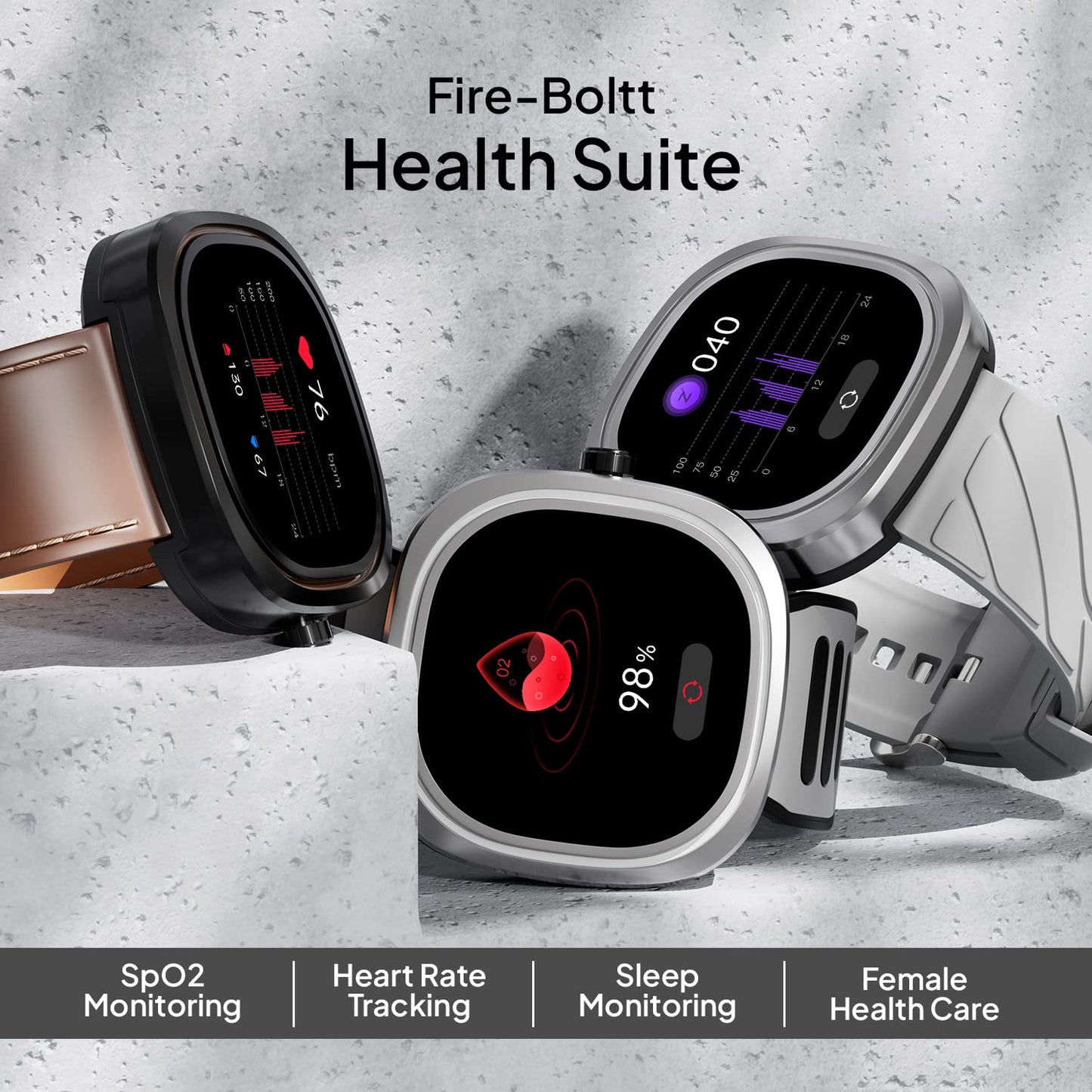 Fire-Boltt Collide 1.32" Display Smartwatch, Bluetooth Calling with Body Shielding Metal Paint, Single BT Connection, BT 2.0 Ultra Low Power Consumption, SpO2 (Silver Black)