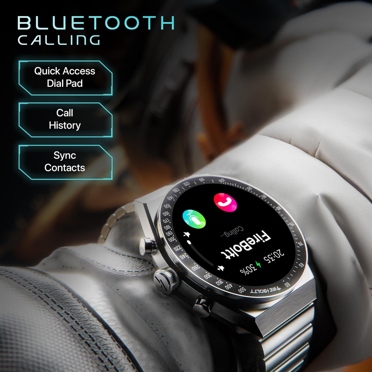 Fire-Boltt Spacewatch 36.3mm (1.43 inch) AMOLED Display, Wireless Charging, Metallic Frame, Stainless Steel Luxury Straps, Complete Health Suite, Bluetooth Calling, Sports Modes