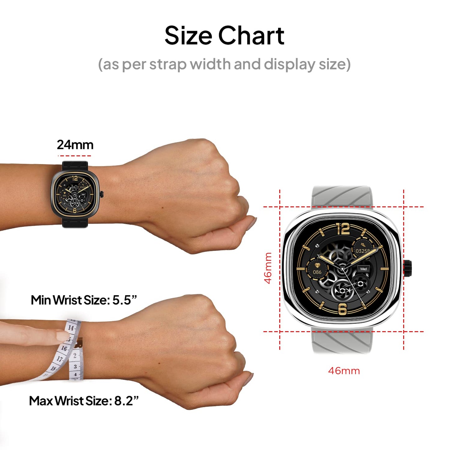 Fire-Boltt Collide 1.32" Display Smartwatch, Bluetooth Calling with Body Shielding Metal Paint, Single BT Connection, BT 2.0 Ultra Low Power Consumption, SpO2 (Silver Black)