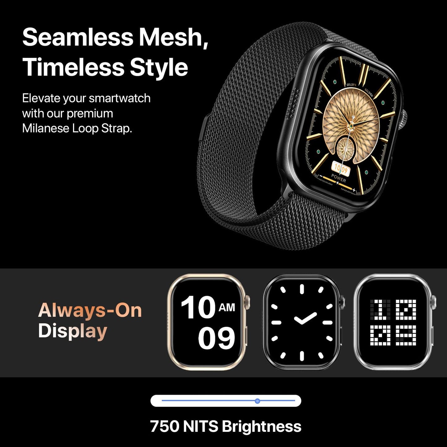 Fire-Boltt Brillia Smart Watch with 51.3mm (2.02 inch) AMOLED Display, Bluetooth Calling, SpO2, Heart Rate Monitoring, 120+ Sports Modes (Brillia, Black)