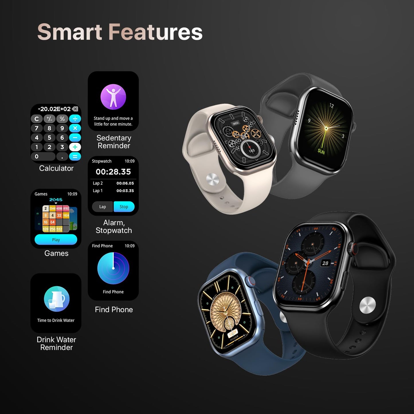 Fire-Boltt Brillia Pro Smart Watch with 51.3mm (2.02 inch) AMOLED Display, Bluetooth Calling, SpO2, Heart Rate Monitoring, 120+ Sports Modes, IP67 Waterproof, Long Battery Life (Black Wave)