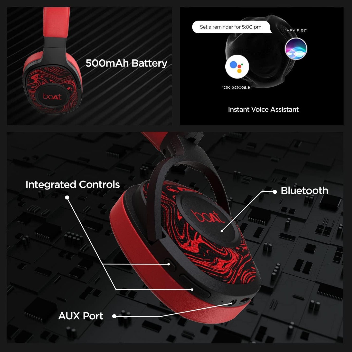 boAt Rockerz 551ANC Hybrid Active Noise Cancellation Headphones with Up to 100H Playtime, ASAP™ Charge, Ambient Sound Mode &Dual EQ Modes, ENx™ Technology(Stellar Black) - Nalanda Enterprises
