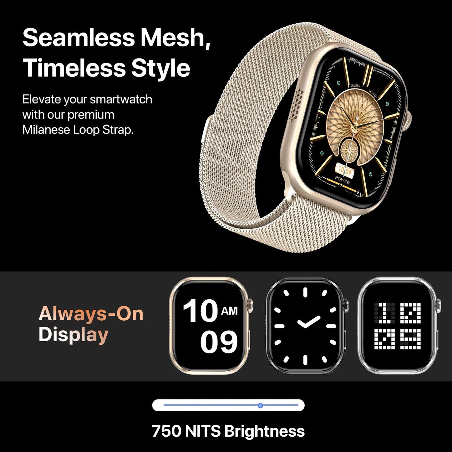 Fire-Boltt Brillia Pro Smart Watch with 51.3mm (2.02 inch) AMOLED Display, Bluetooth Calling, SpO2, Heart Rate Monitoring, 120+ Sports Modes, IP67 Waterproof, Long Battery Life (Black Wave)