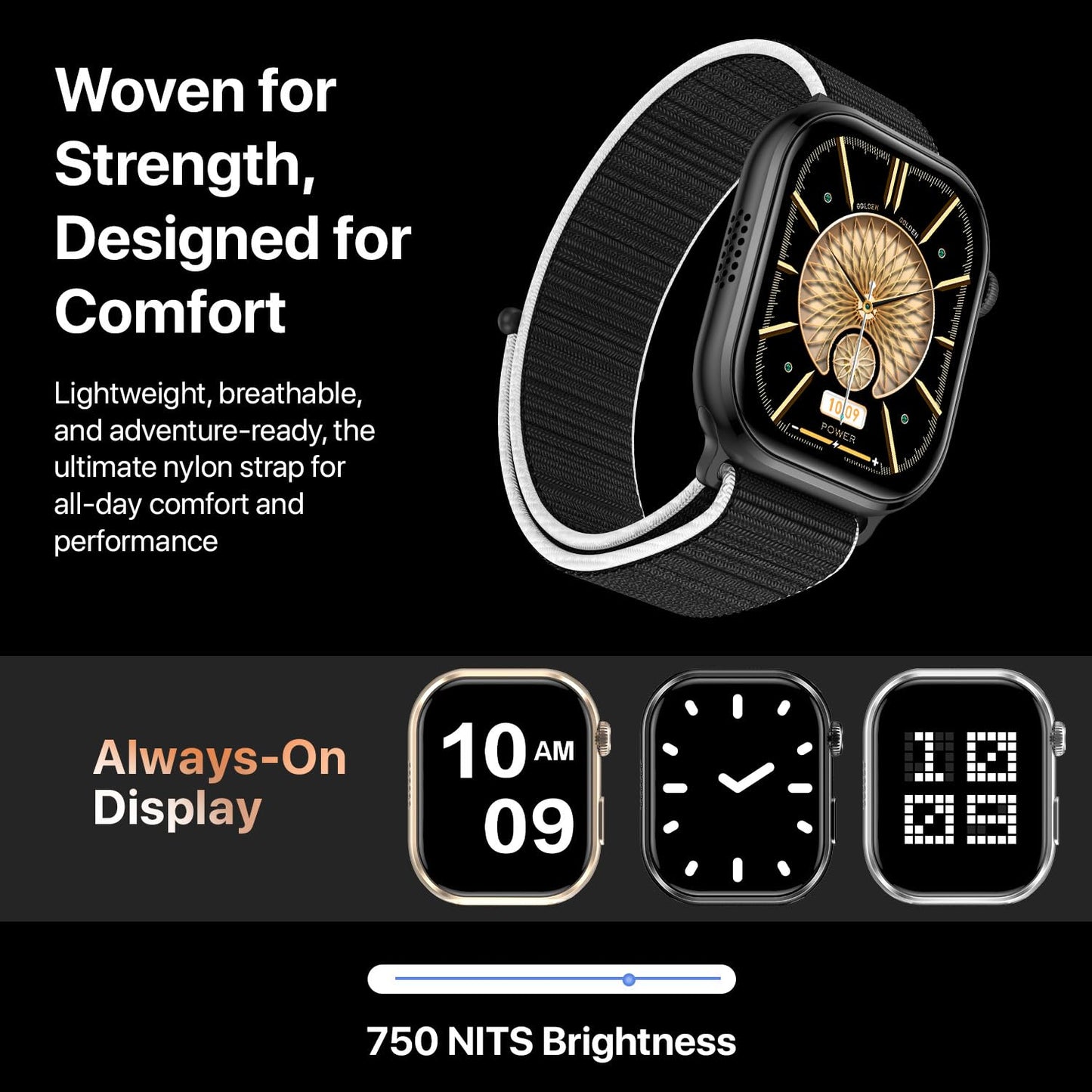 Fire-Boltt Brillia Pro Smart Watch with 51.3mm (2.02 inch) AMOLED Display, Bluetooth Calling, SpO2, Heart Rate Monitoring, 120+ Sports Modes, IP67 Waterproof, Long Battery Life (Black Wave)