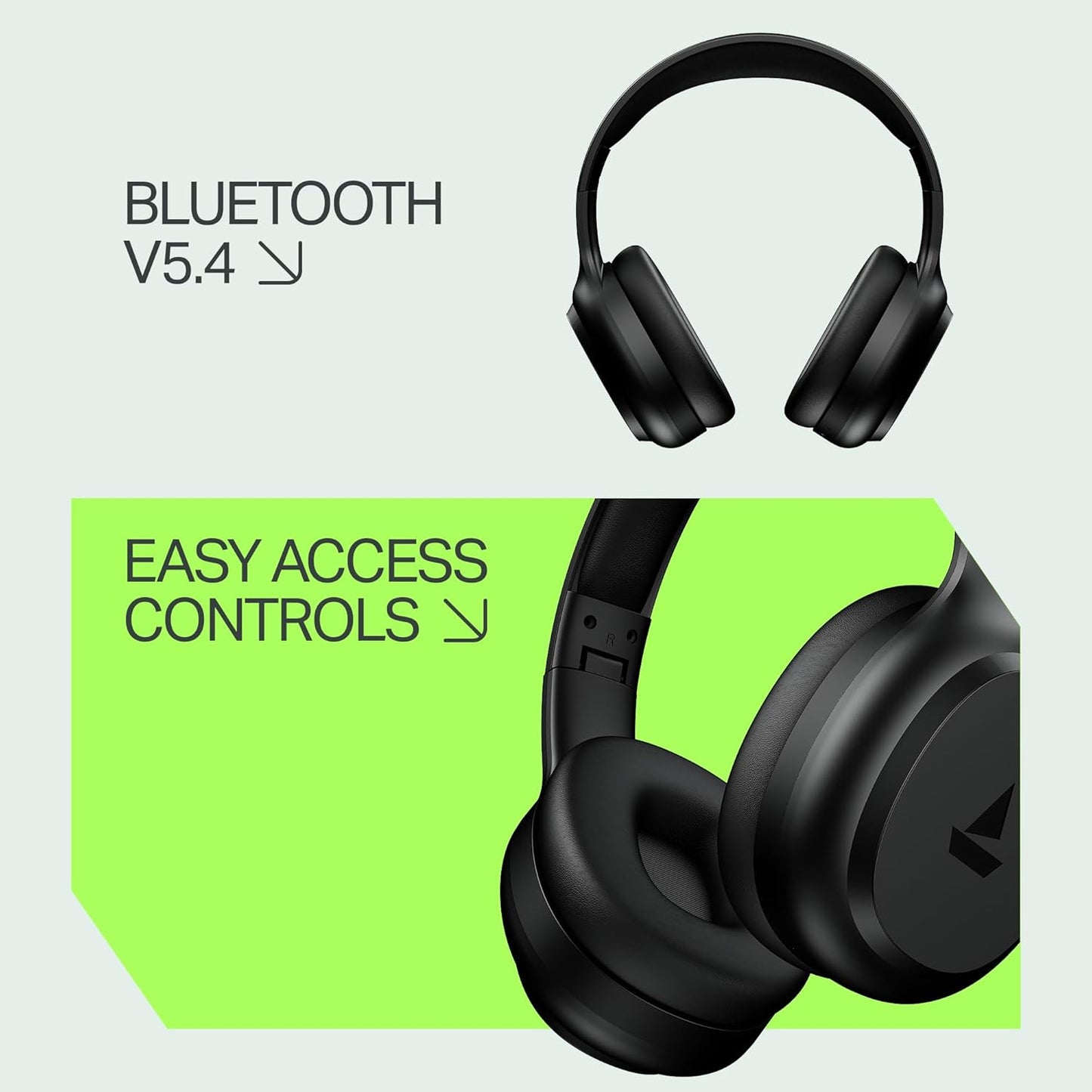 boAt Rockerz 421 (2025 Launch), 40Hrs Battery, Low Latency(40ms), 40mm Drivers, ENx Technology, Integrated Controls, v5.4 Bluetooth Headphones, Wireless Headphone with Mic (Black Sabre)