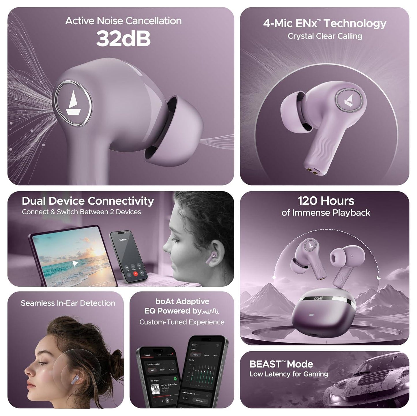 boAt Nirvana Ion ANC Pro Truly Wireless in Ear Ear Buds w/Hi-Res Audio w/LDAC, Upto 32 dB ANC, 120 Hrs Playback, Crystal Bionic Sound Powered by HiFi, ENx Tech, Hearables App(Blazing Comet) - Nalanda Enterprises