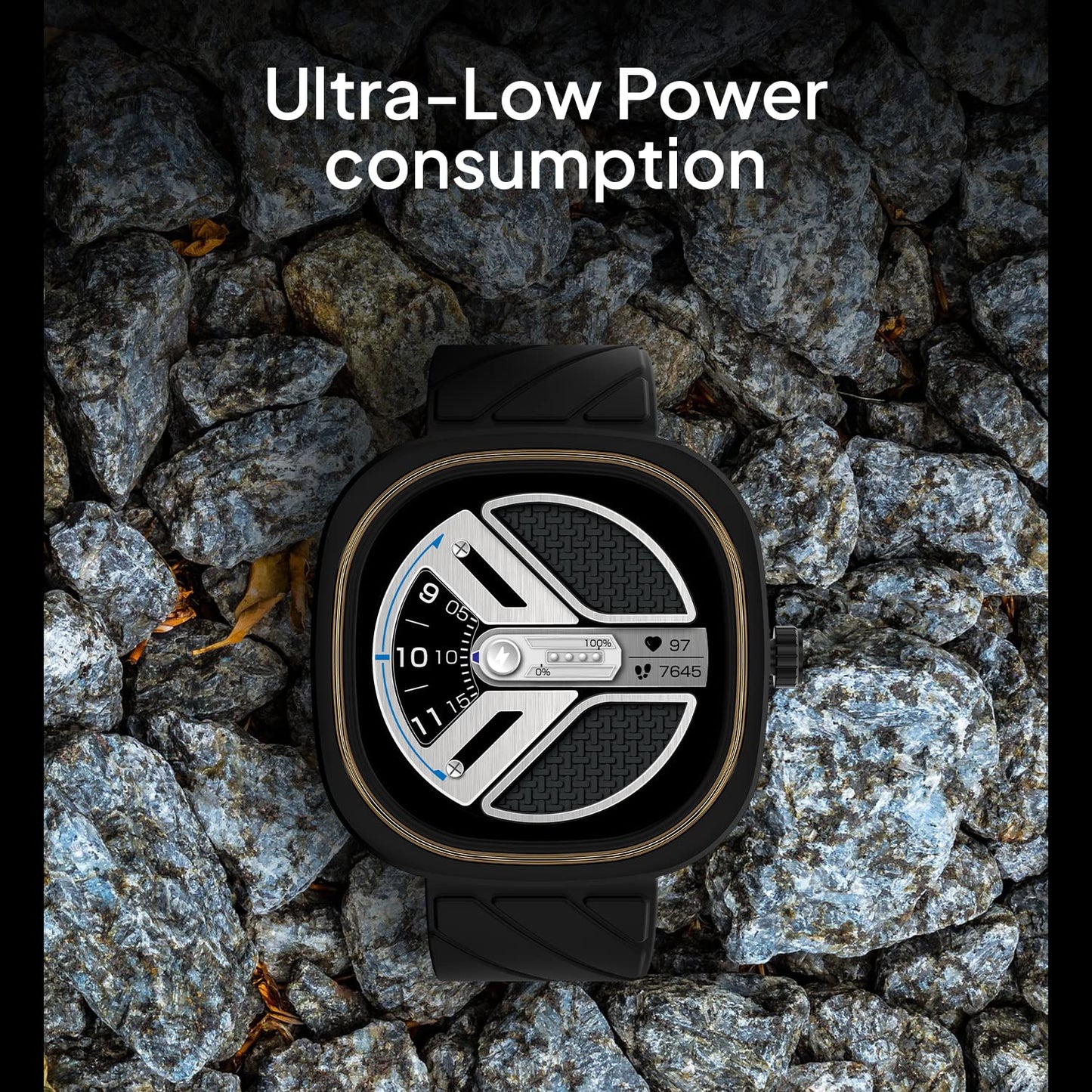 Fire-Boltt Collide 1.32" Display Smartwatch, Bluetooth Calling with Body Shielding Metal Paint, Single BT Connection, BT 2.0 Ultra Low Power Consumption, SpO2 (Silver Black)